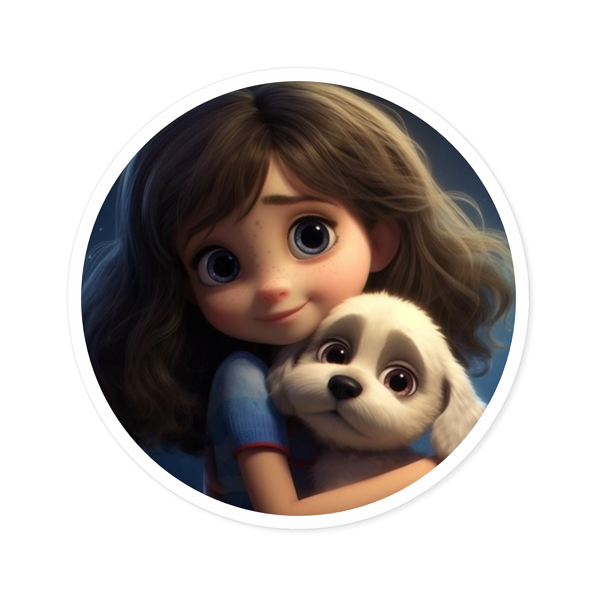 Girl & Puppy Hug, Sweet Sticker, Pet Lovers, Adorable Gift