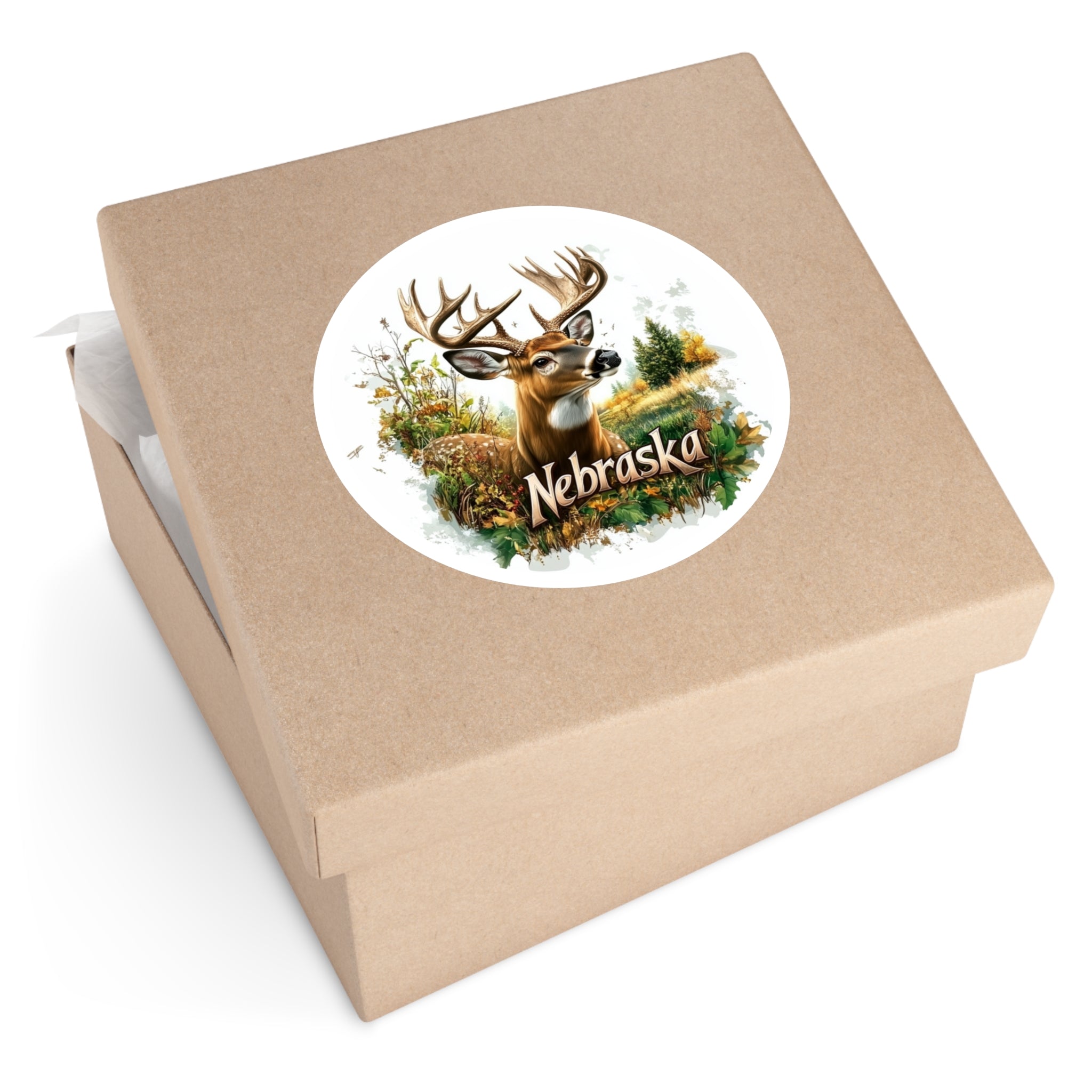 Nebraska Deer Sticker, State Wildlife Art, Prairie Nature Design, Rustic Outdoors