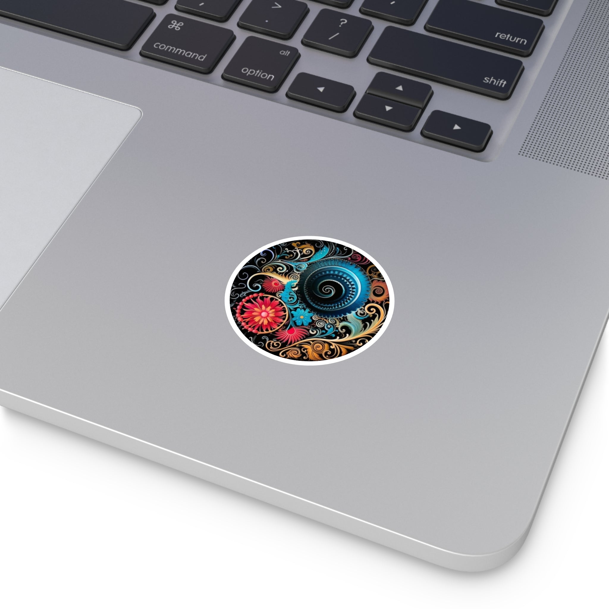 Spiral Mandala Sticker, Colorful Tattoo Art, Abstract Round Design, Modern Tribal Style