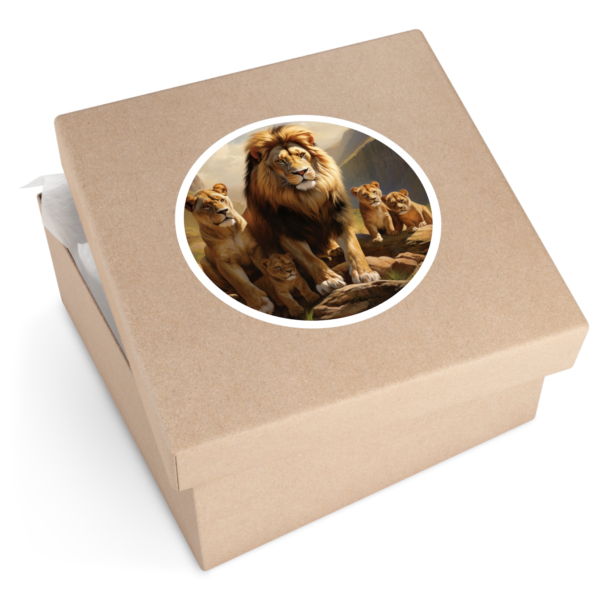 Lion Family Sticker, Wildlife Art Design, Majestic Safari Scene, Animal Pride