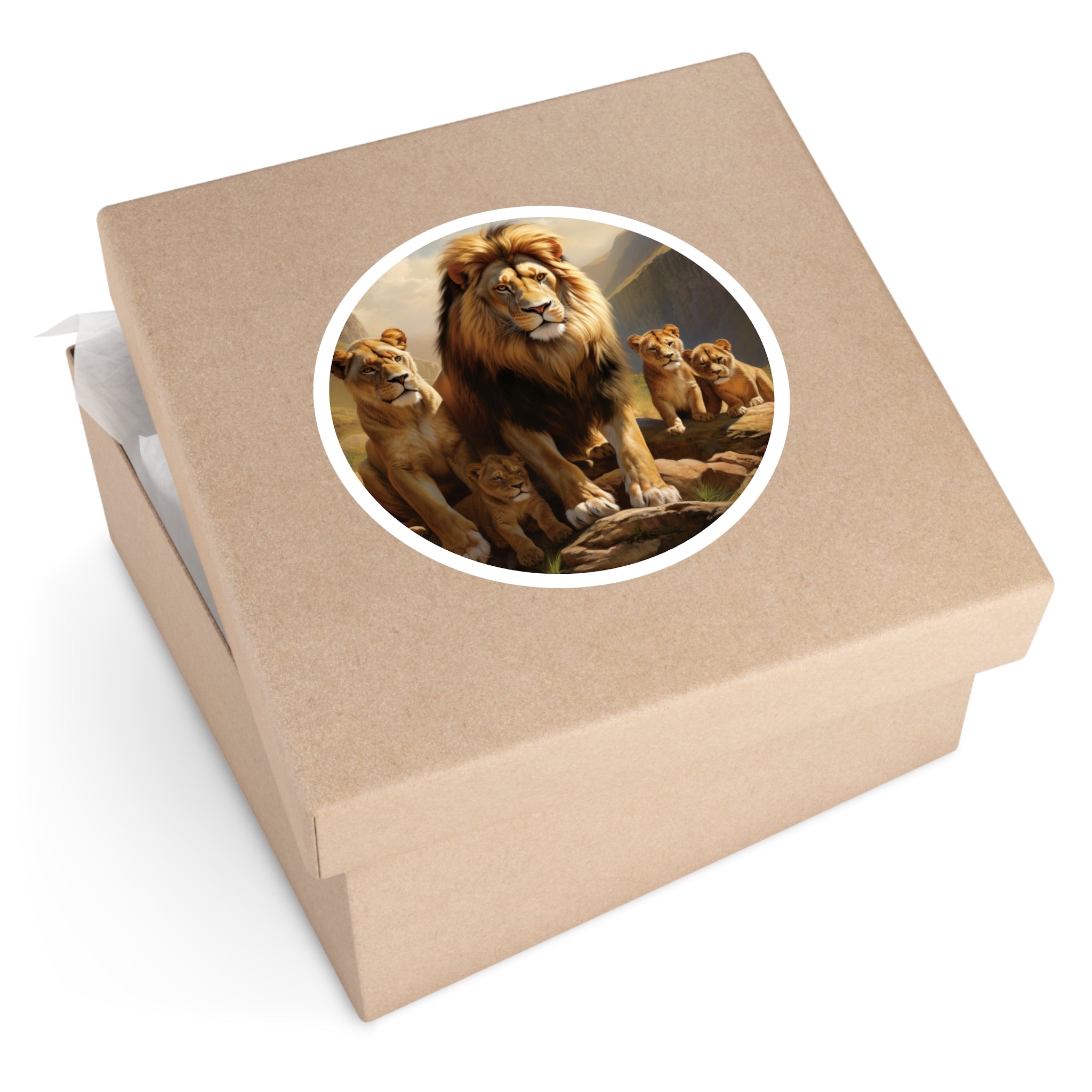 Lion Family Sticker, Wildlife Art Design, Majestic Safari Scene, Animal Pride