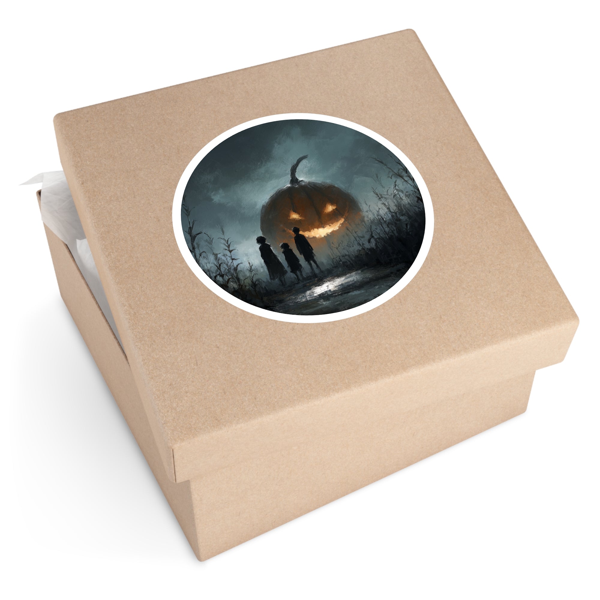 Spooky Halloween Scene Sticker, Creepy Atmosphere Art, Fall Season Theme, Haunted Mood