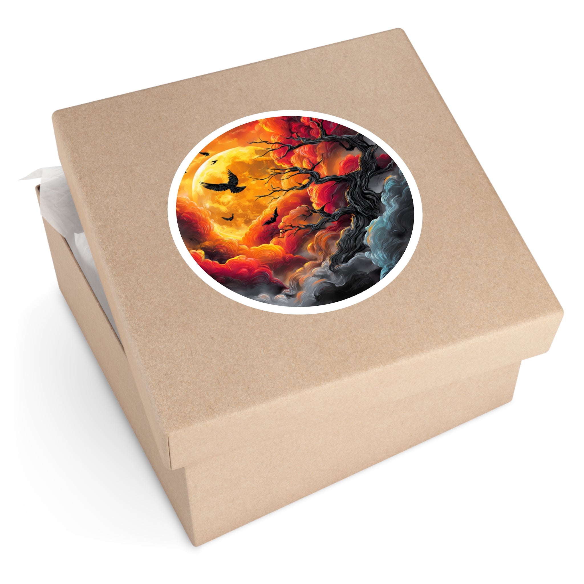 Halloween Moon, Fall Art Sticker, Spooky Decor, Night Gift