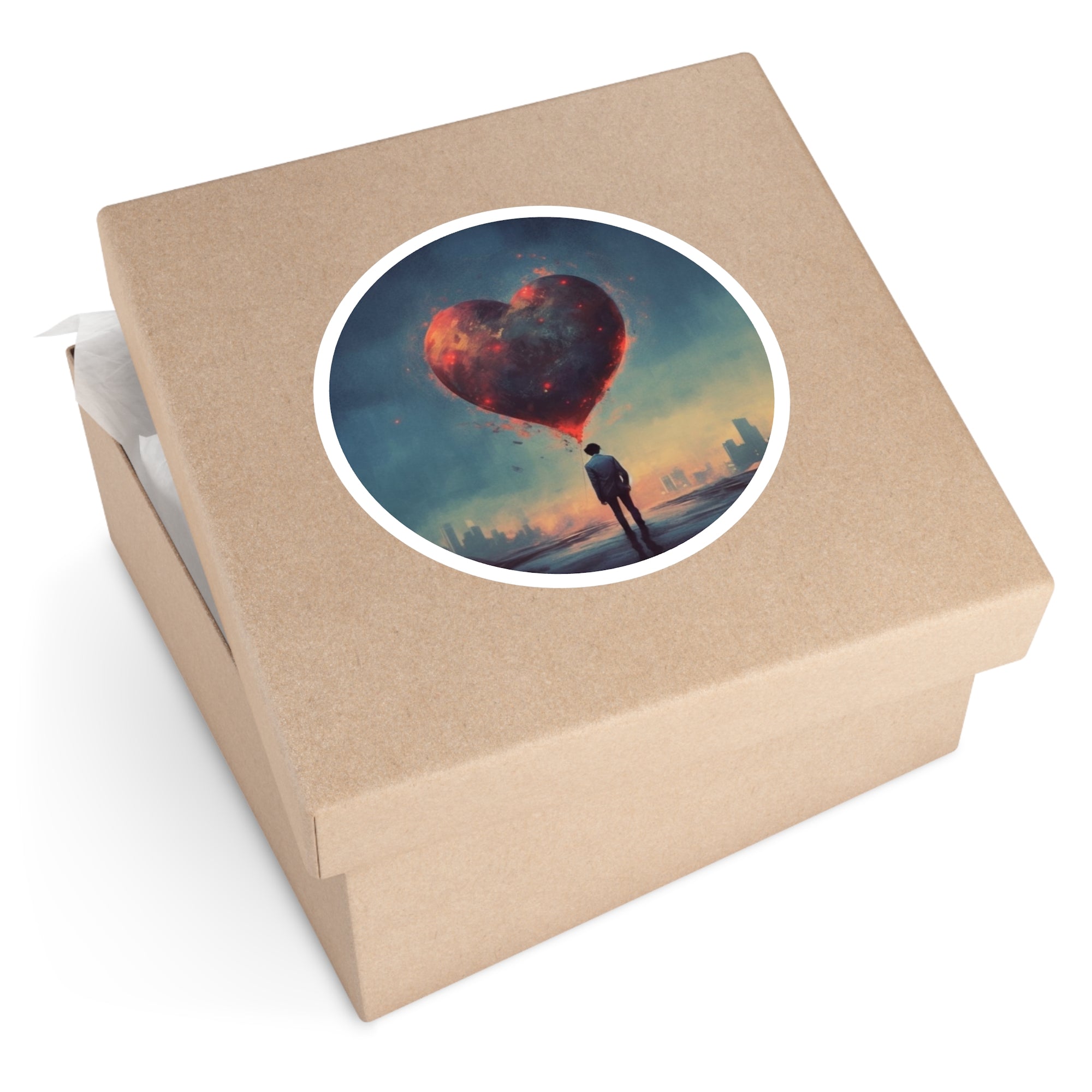 Lonely Heart Sticker, Emotional City Art, Reflective Mood Design, Artistic Gift