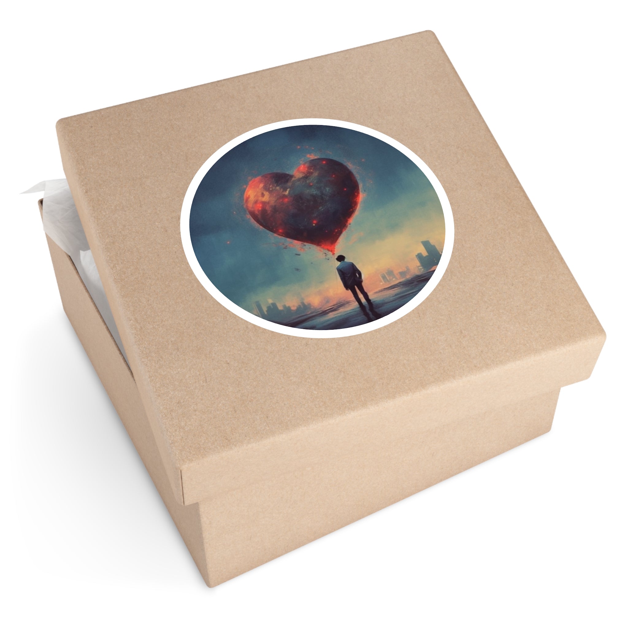 Lonely Heart Sticker, Emotional City Art, Reflective Mood Design, Artistic Gift