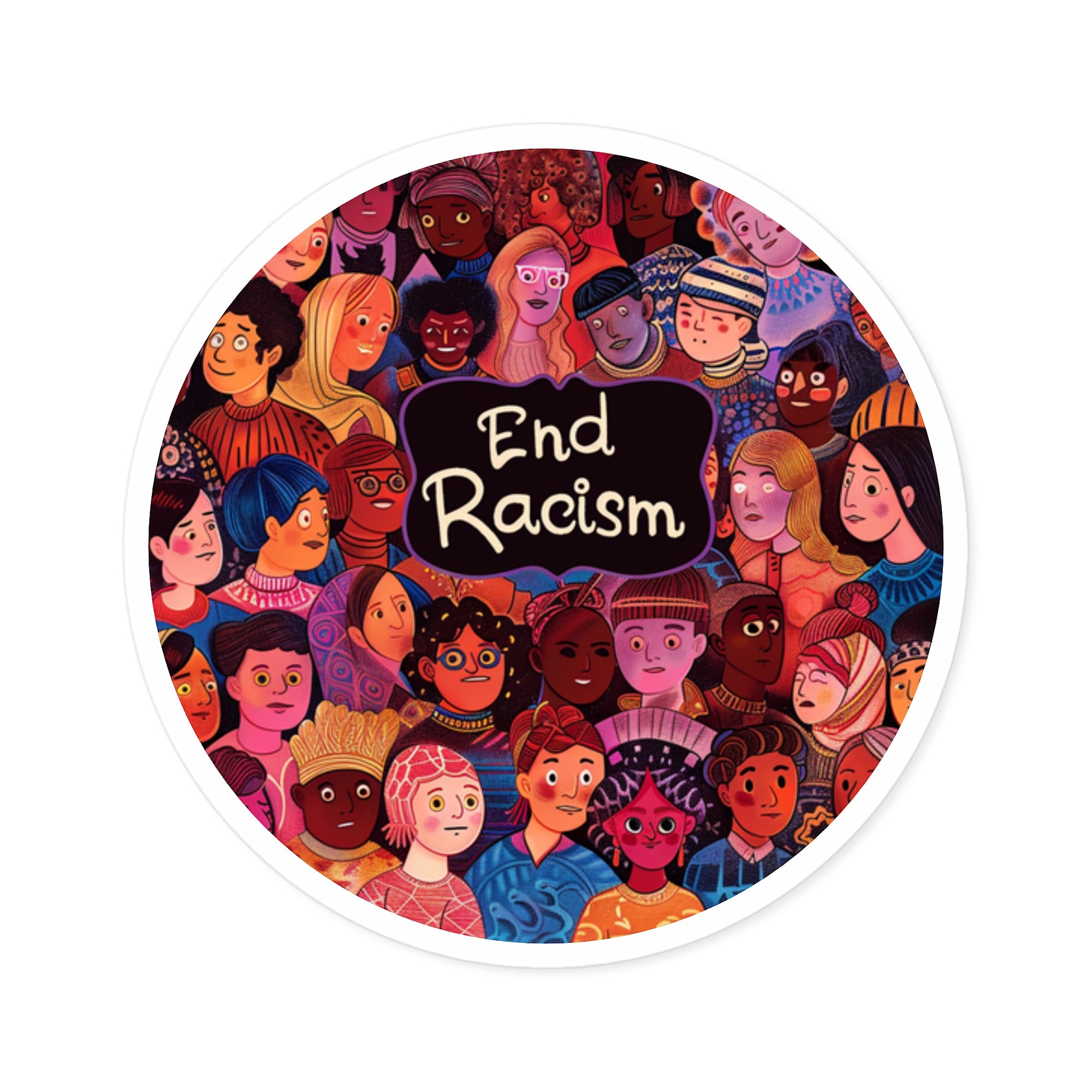 End Racism Sticker, Equality Art, Unity and Diversity Design, Awareness Gift