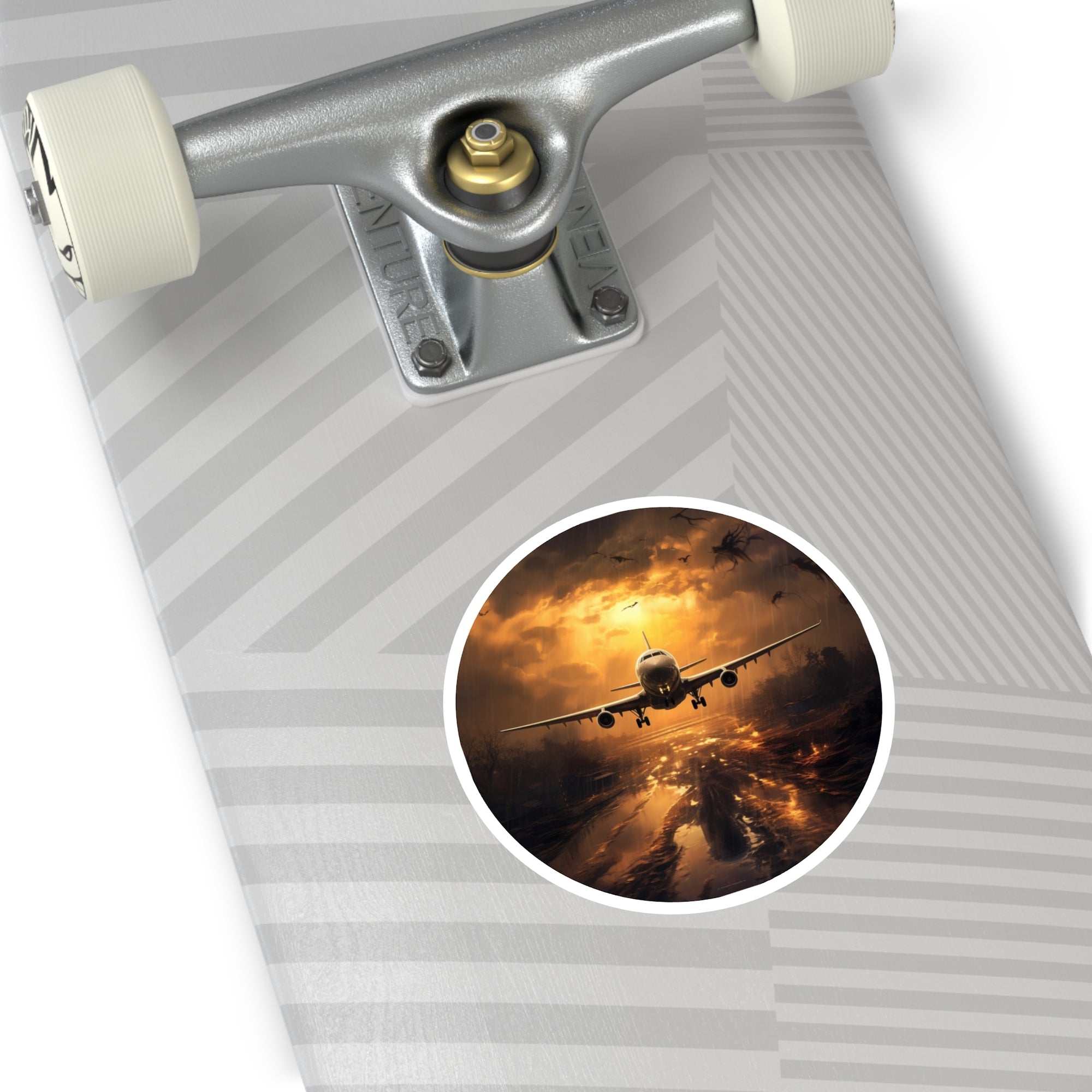 Storm Flight, Dramatic Airplane Sticker, Travel Art, Adventure Gift