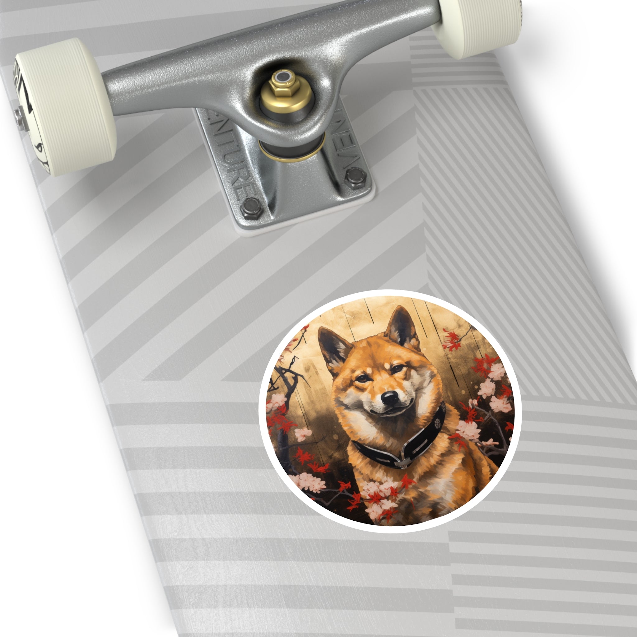 Shiba Inu Sakura Sticker, Japanese Art Style, Elegant Dog Design, Aesthetic Gift