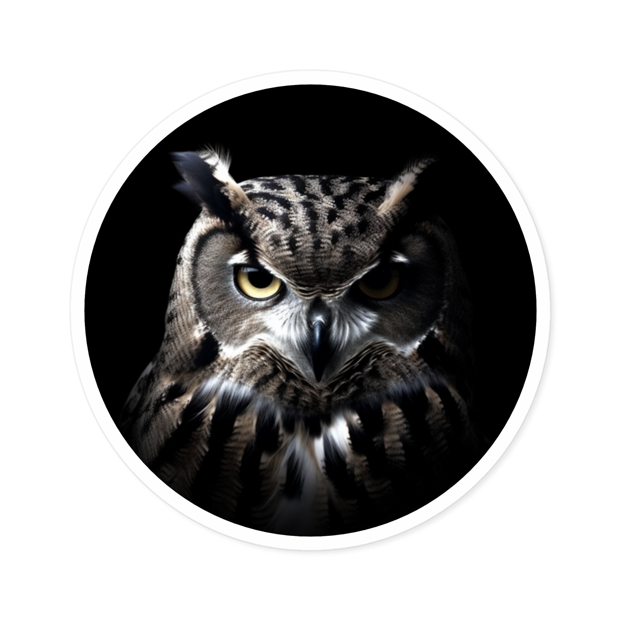 Great Horned Owl Sticker, Wildlife Art, Intense Gaze Design, Nature Gift