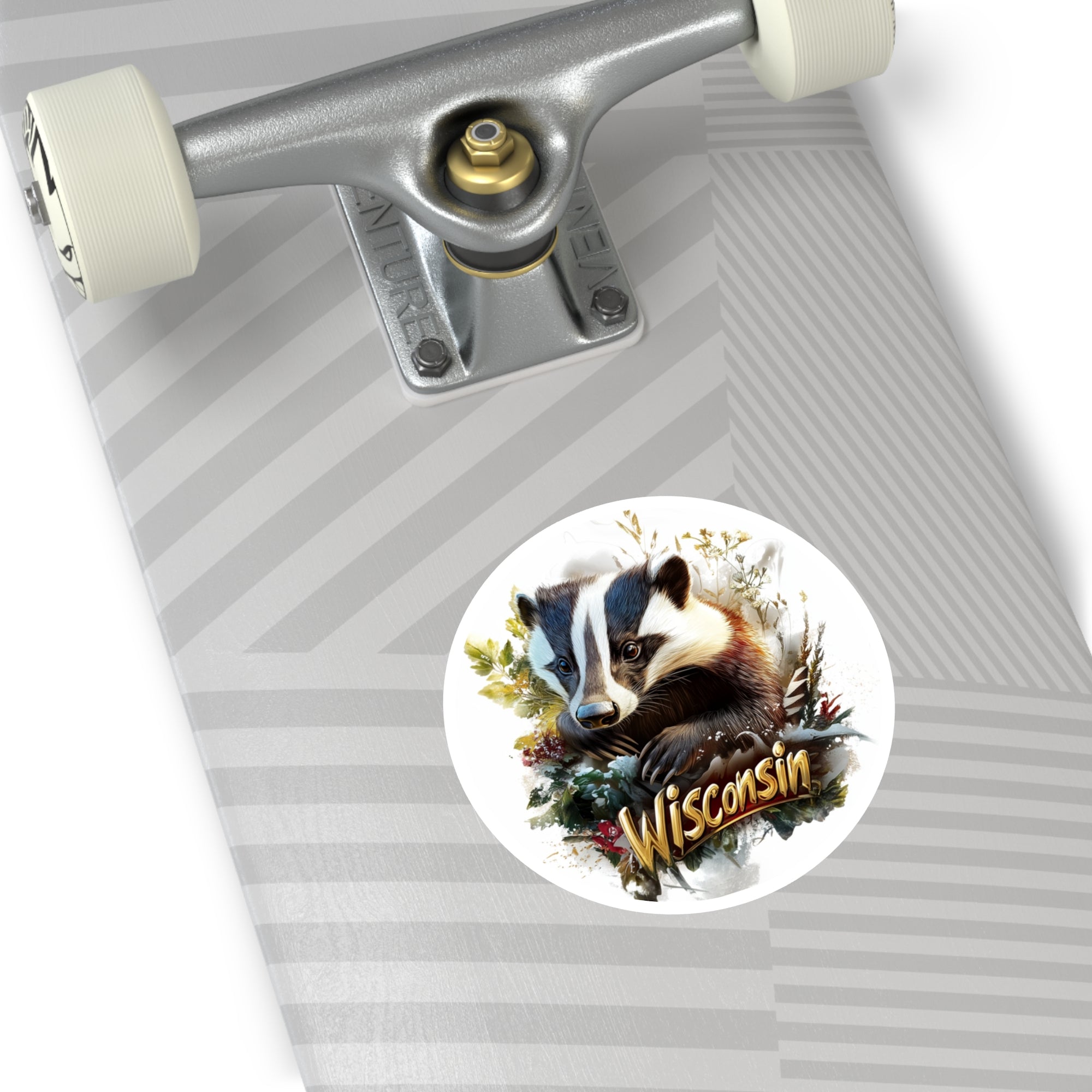 Wisconsin Badger, Nature Art Sticker, Laptop or Water Bottle, State Pride