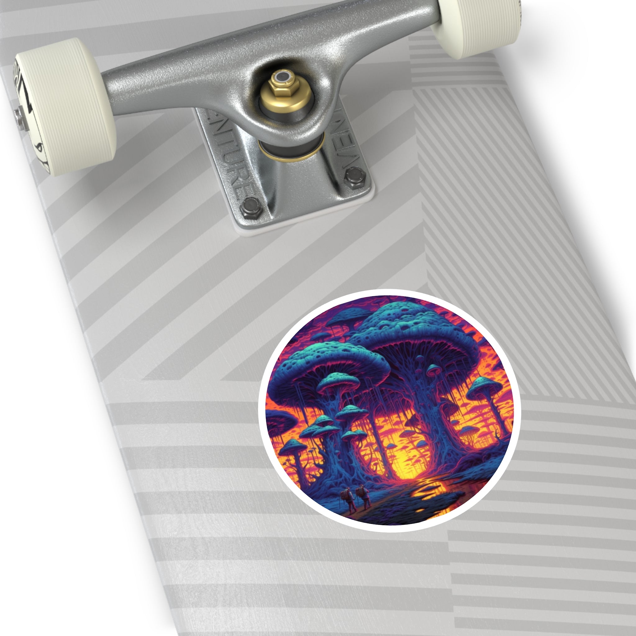 Mushroom valley, fantasy landscape Sticker, sunset scenery, surreal forest