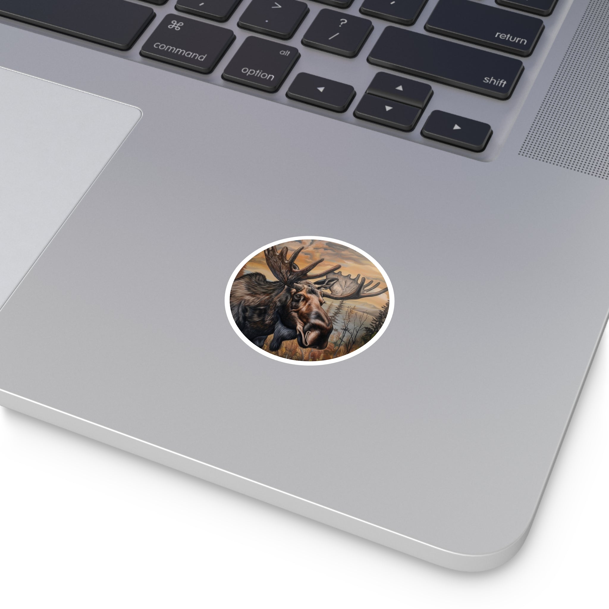 Moose in the Wild Sticker, Realistic Painting Design, Nature Art, Wilderness Scene