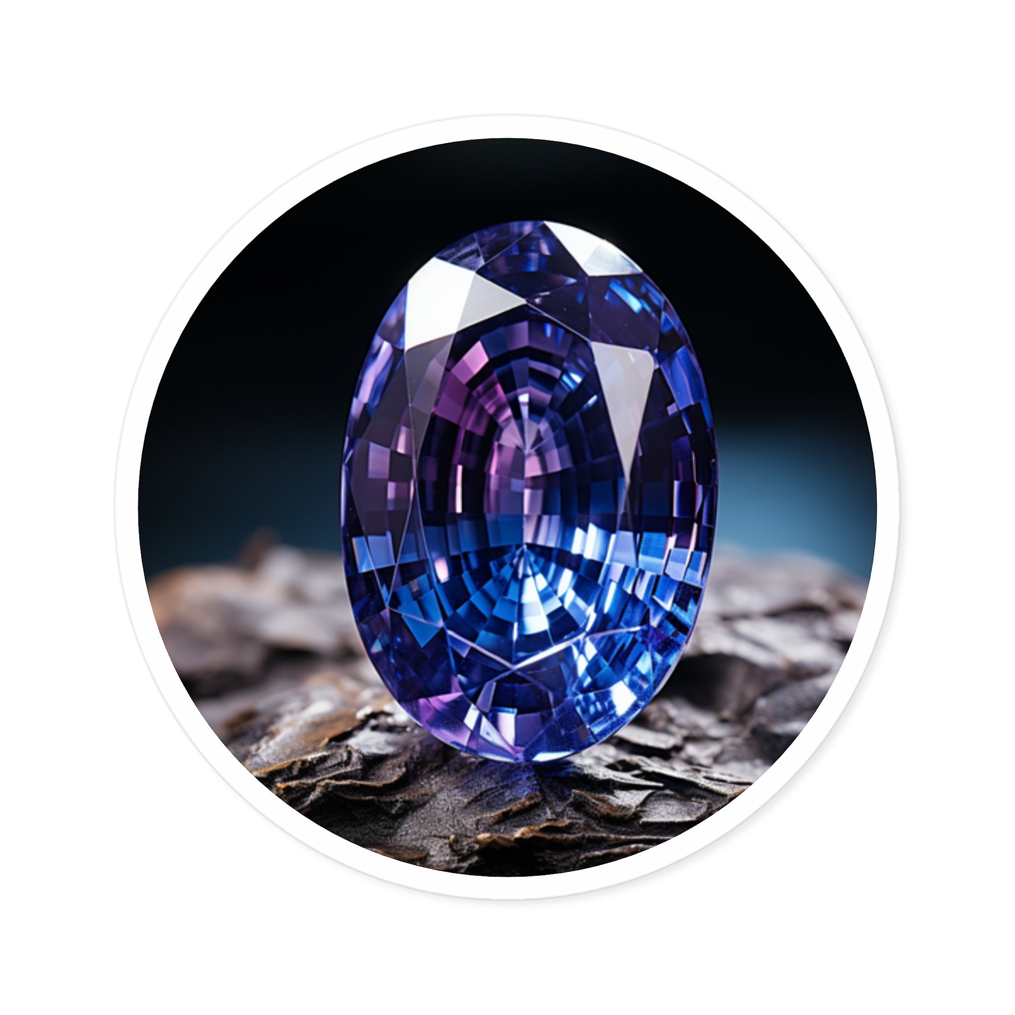 Sapphire Gemstone, Realistic Gemstone Sticker, Blue Crystal Design, Elegant Gift