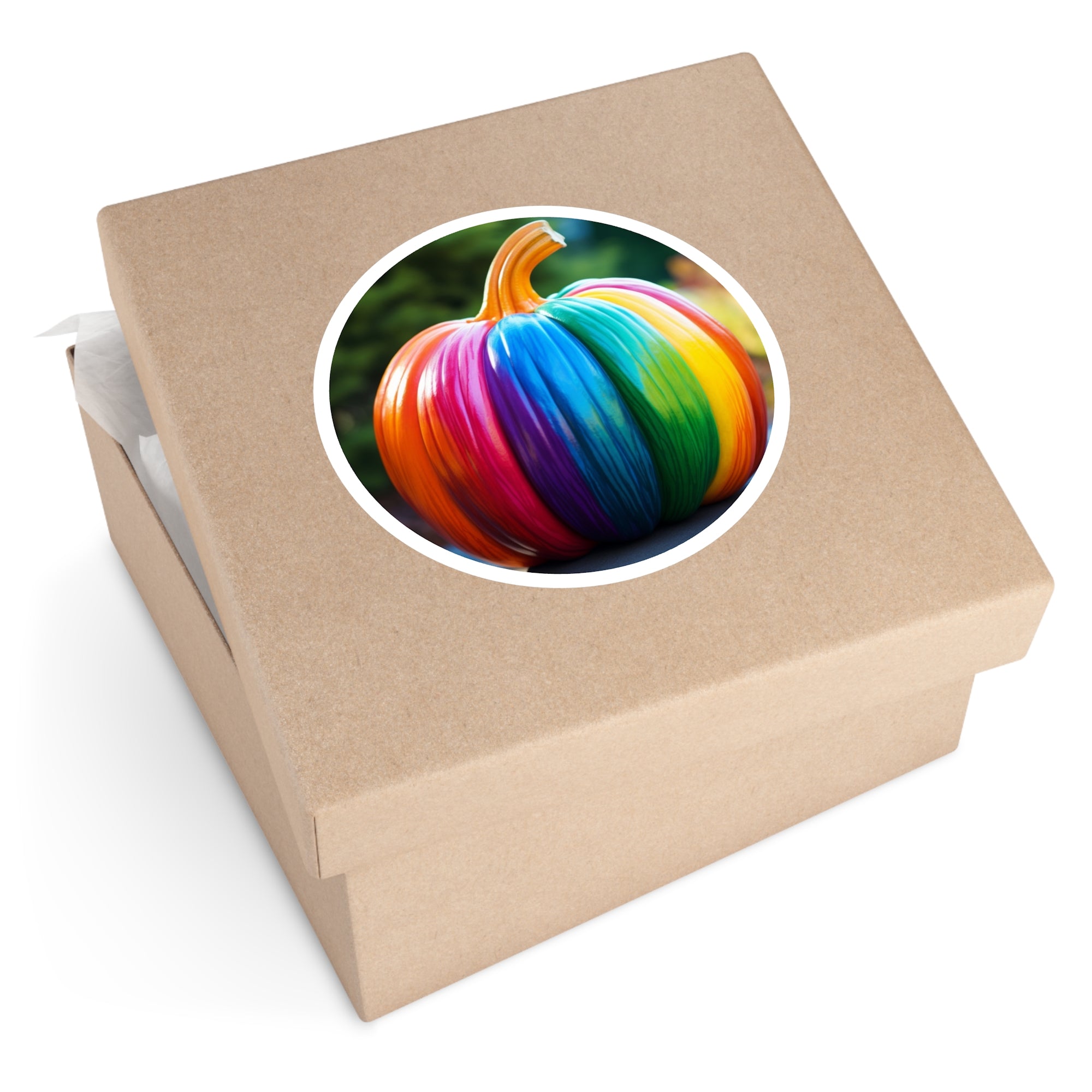 Rainbow Pumpkin Sticker, Pride Halloween Design, Colorful Fall Decor