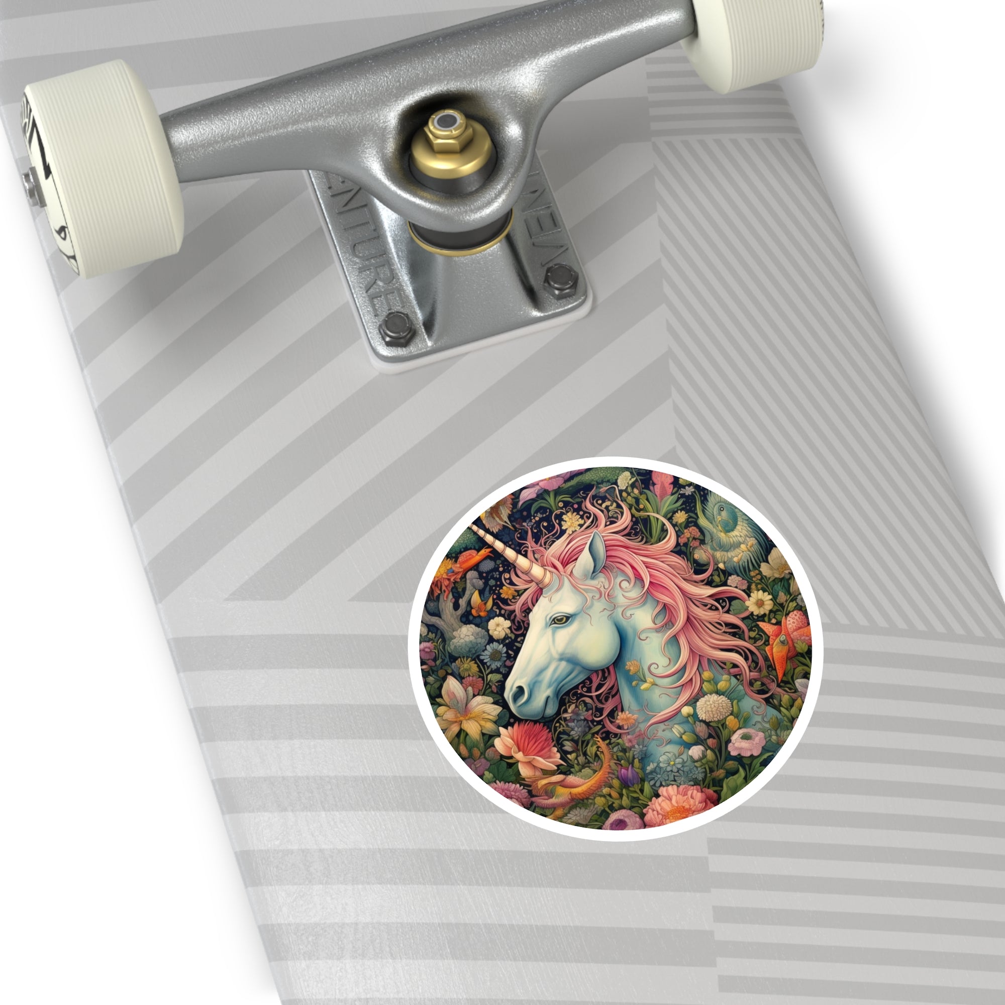 Blue Unicorn Sticker, Floral Fantasy Design, Enchanted Creature Art, Mystical Garden