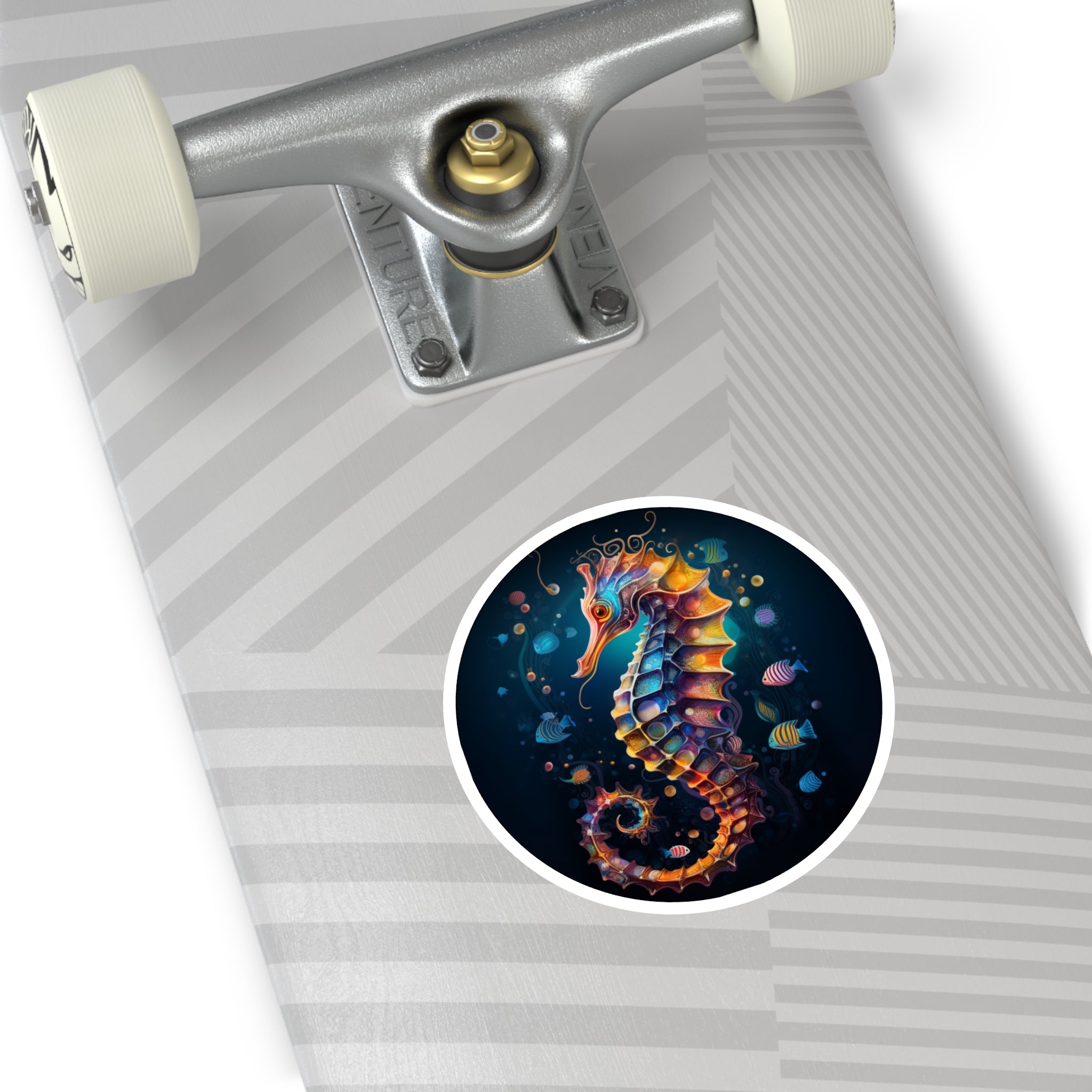 Prismatic Seahorse Sticker, Ocean Art, Colorful Marine Design, Underwater Gift