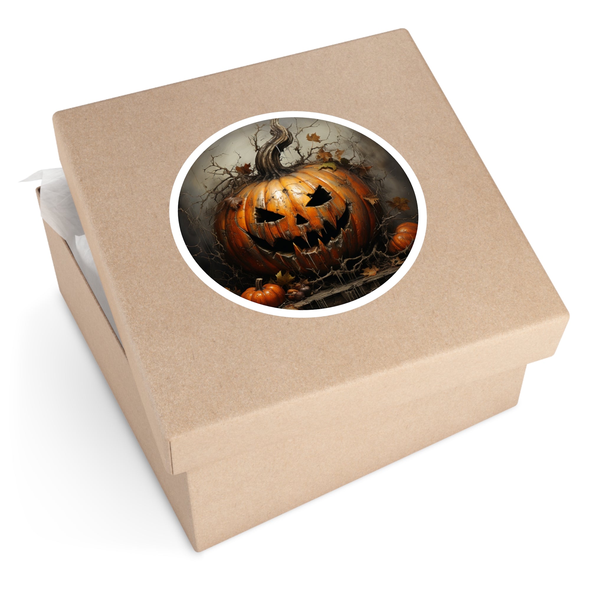 Spooky Jack-O’-Lantern Sticker, Creepy Halloween Art, Dark Decor