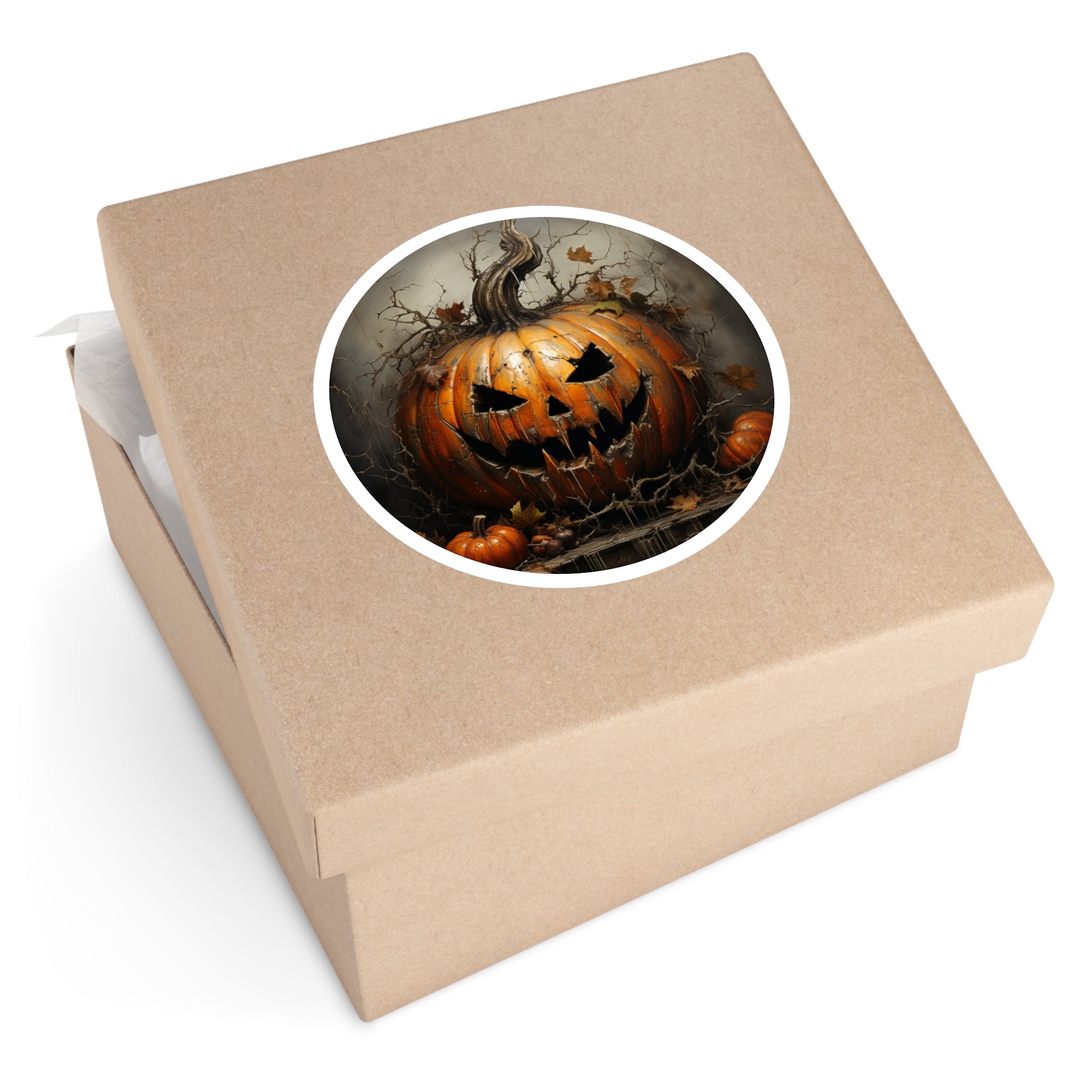 Spooky Jack-O’-Lantern Sticker, Creepy Halloween Art, Dark Decor