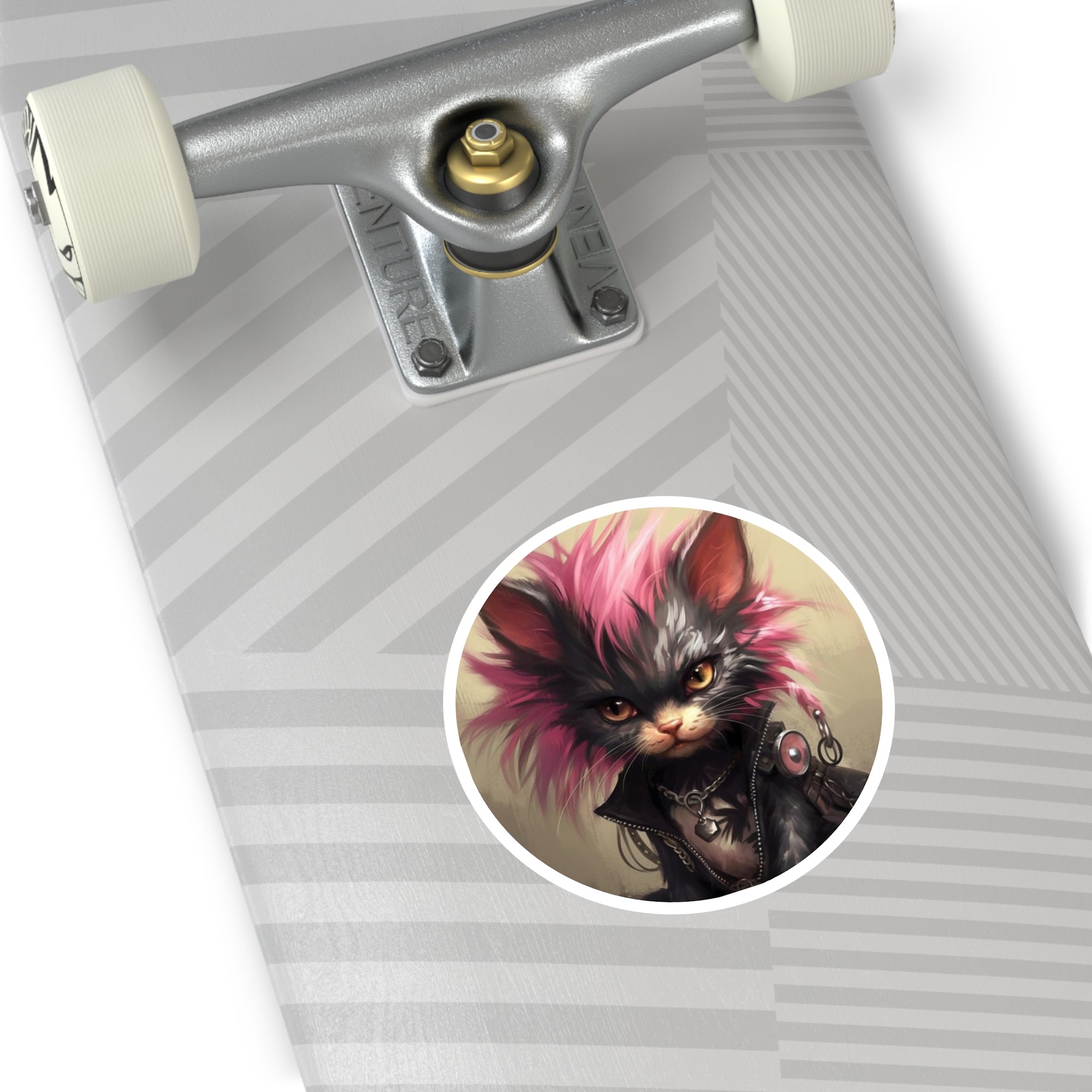 Punk Cat, Rebel Style Sticker, Trendy Pet Art, Attitude Design