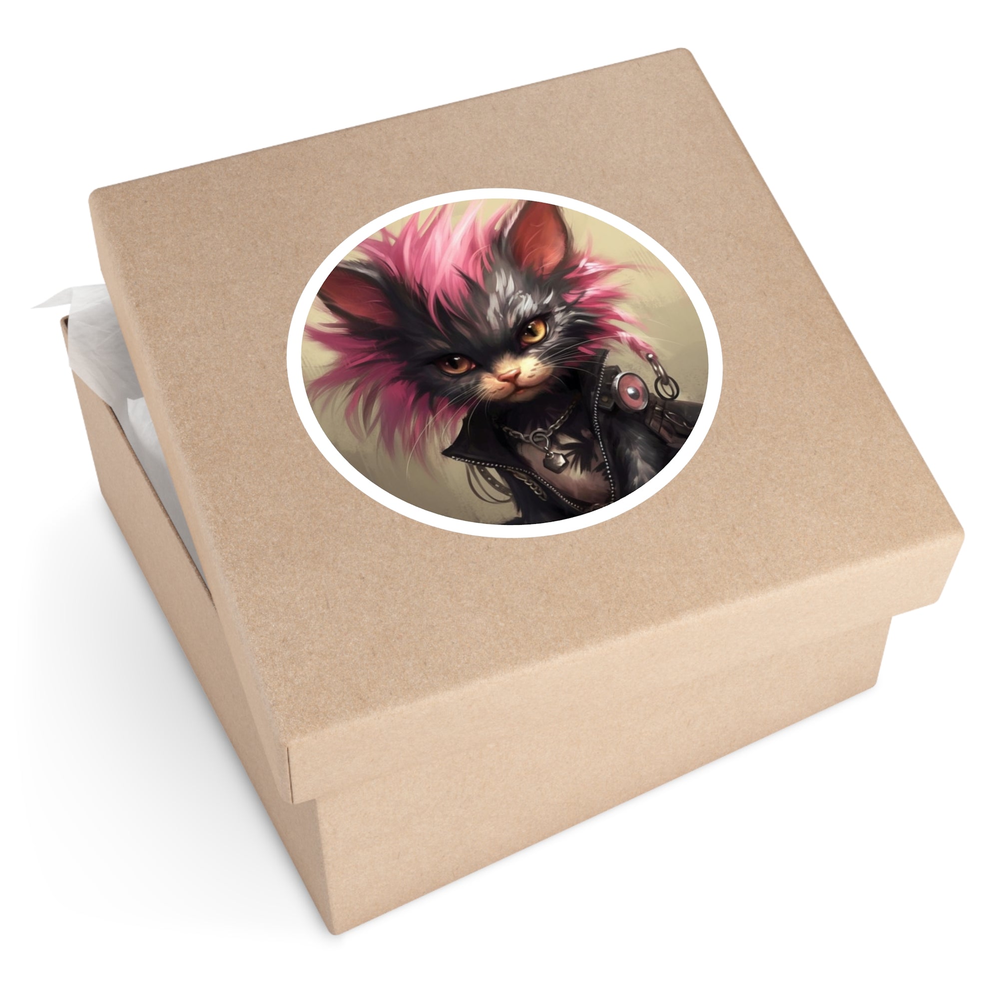 Punk Cat, Rebel Style Sticker, Trendy Pet Art, Attitude Design