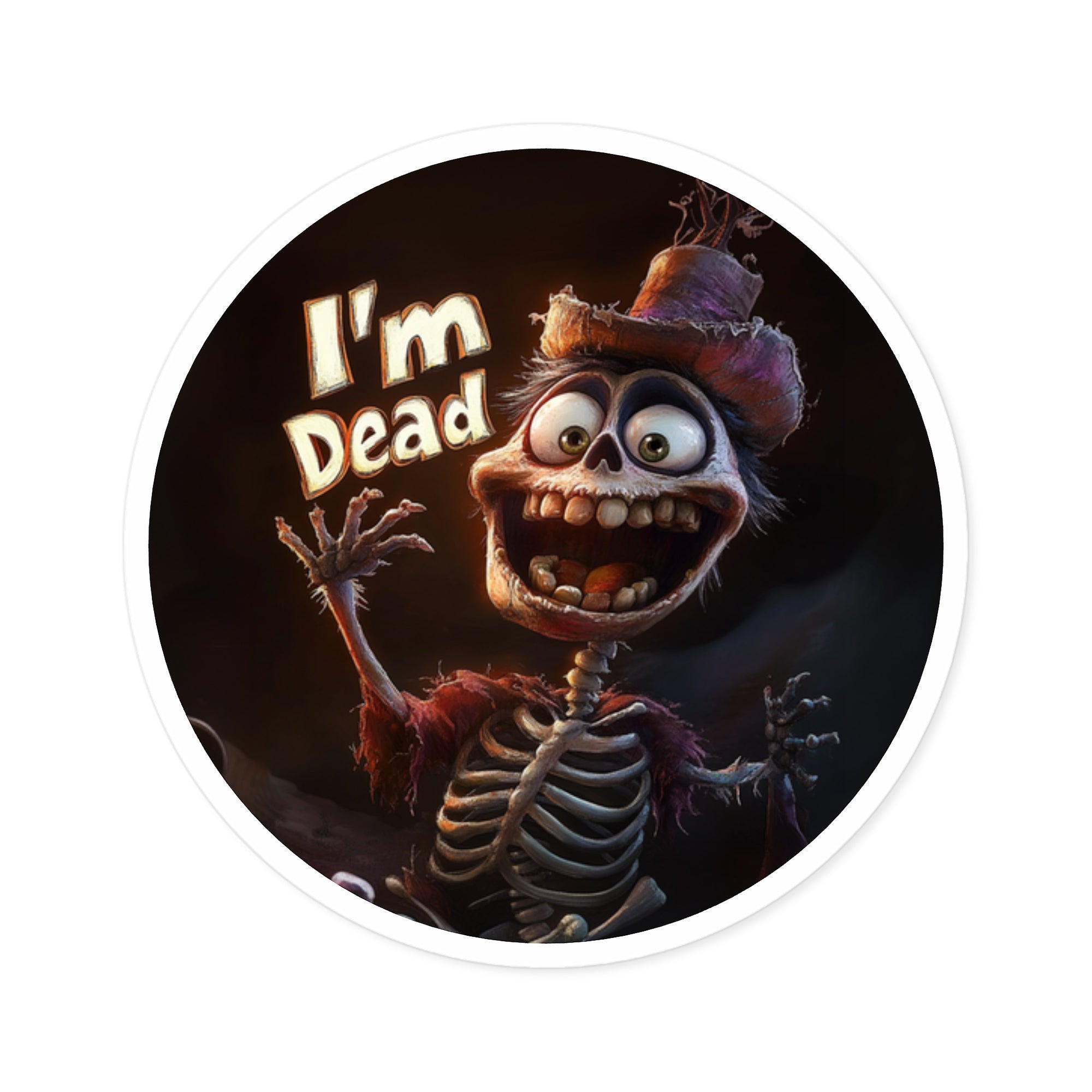 I’m Dead Sticker, Funny Skeleton Art, Halloween Humor Design, Spooky Gift