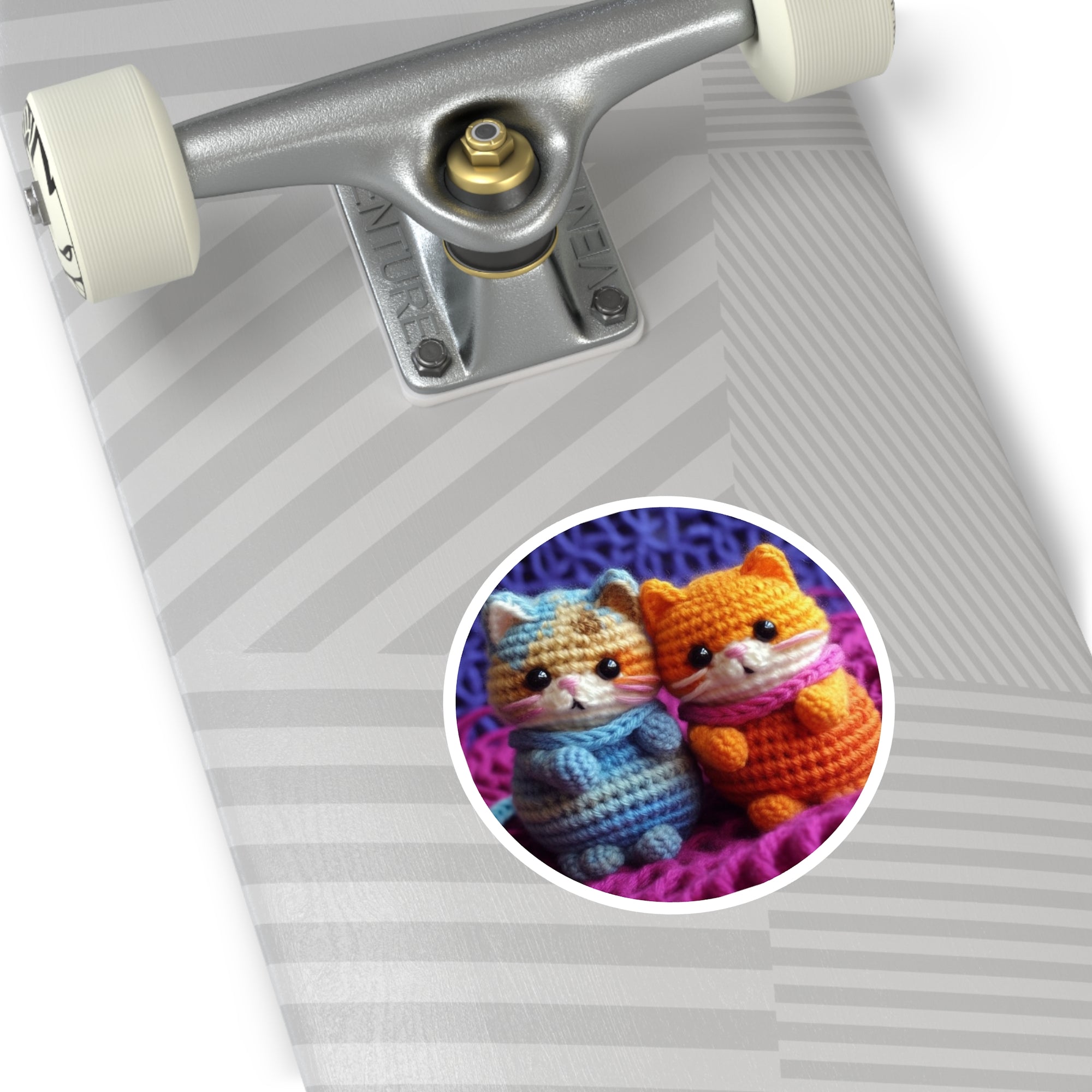 Yarn Kittens Duo Sticker, Cute Crochet Art, Whimsical Cat Design, Cozy Handmade Aesthetic