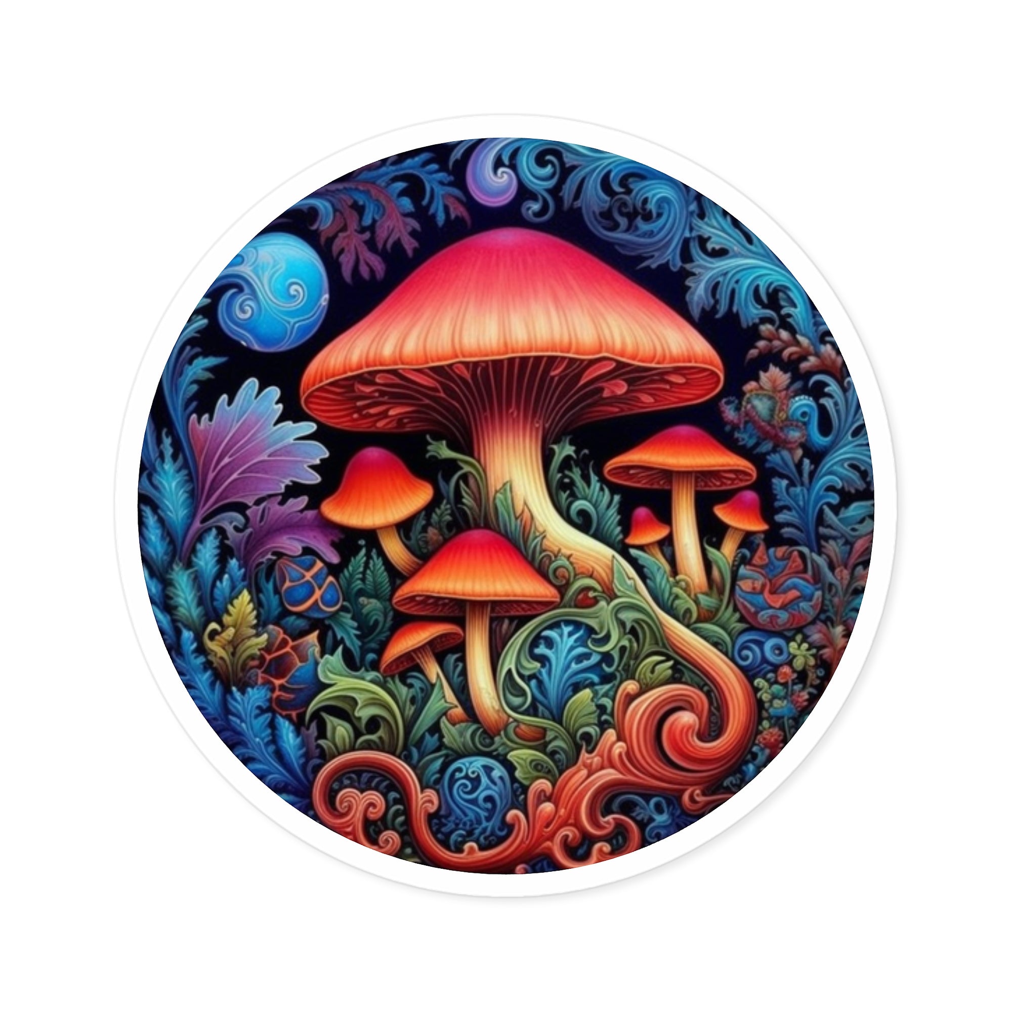 Psychedelic Jelly Mushroom Sticker, Trippy Art, Abstract Design, Vivid Fantasy