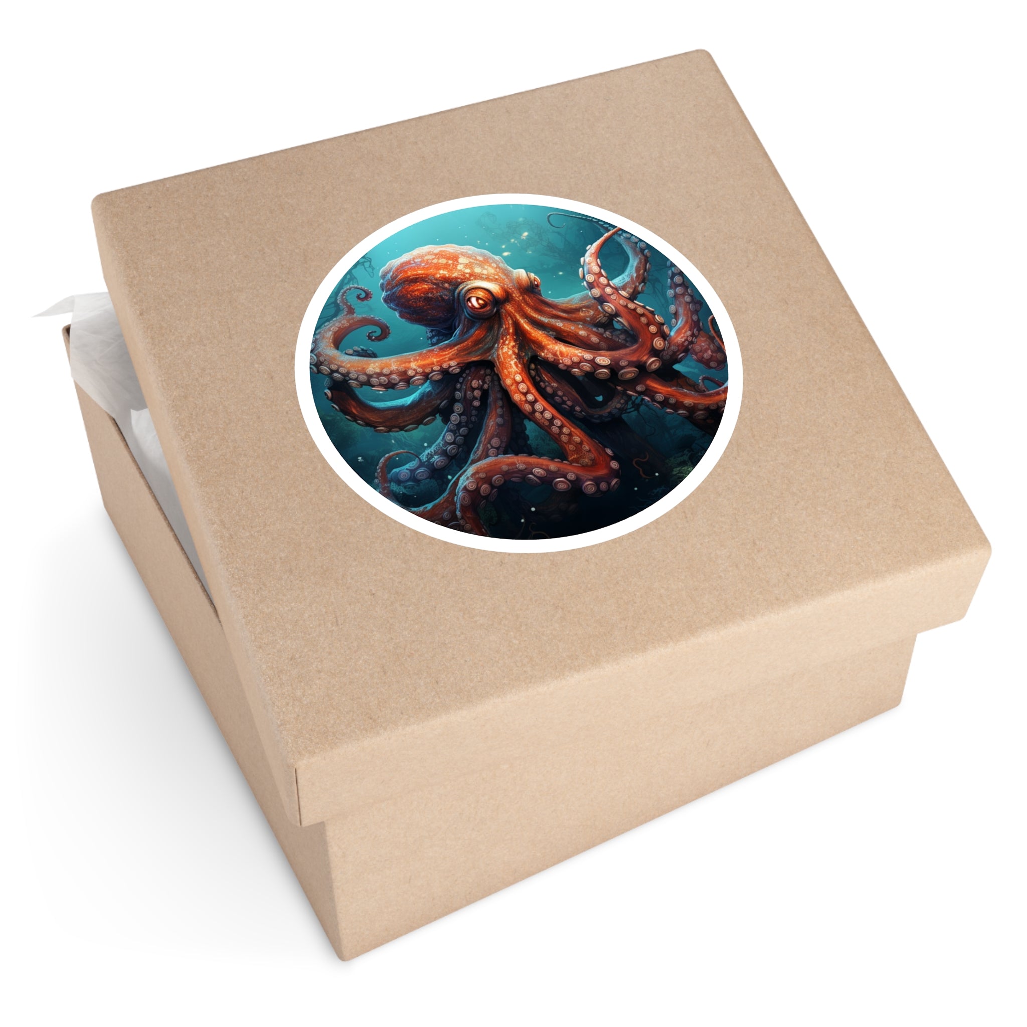 Deep Sea Octopus, Ocean Creature Sticker, Realistic Marine Design, Sea Art
