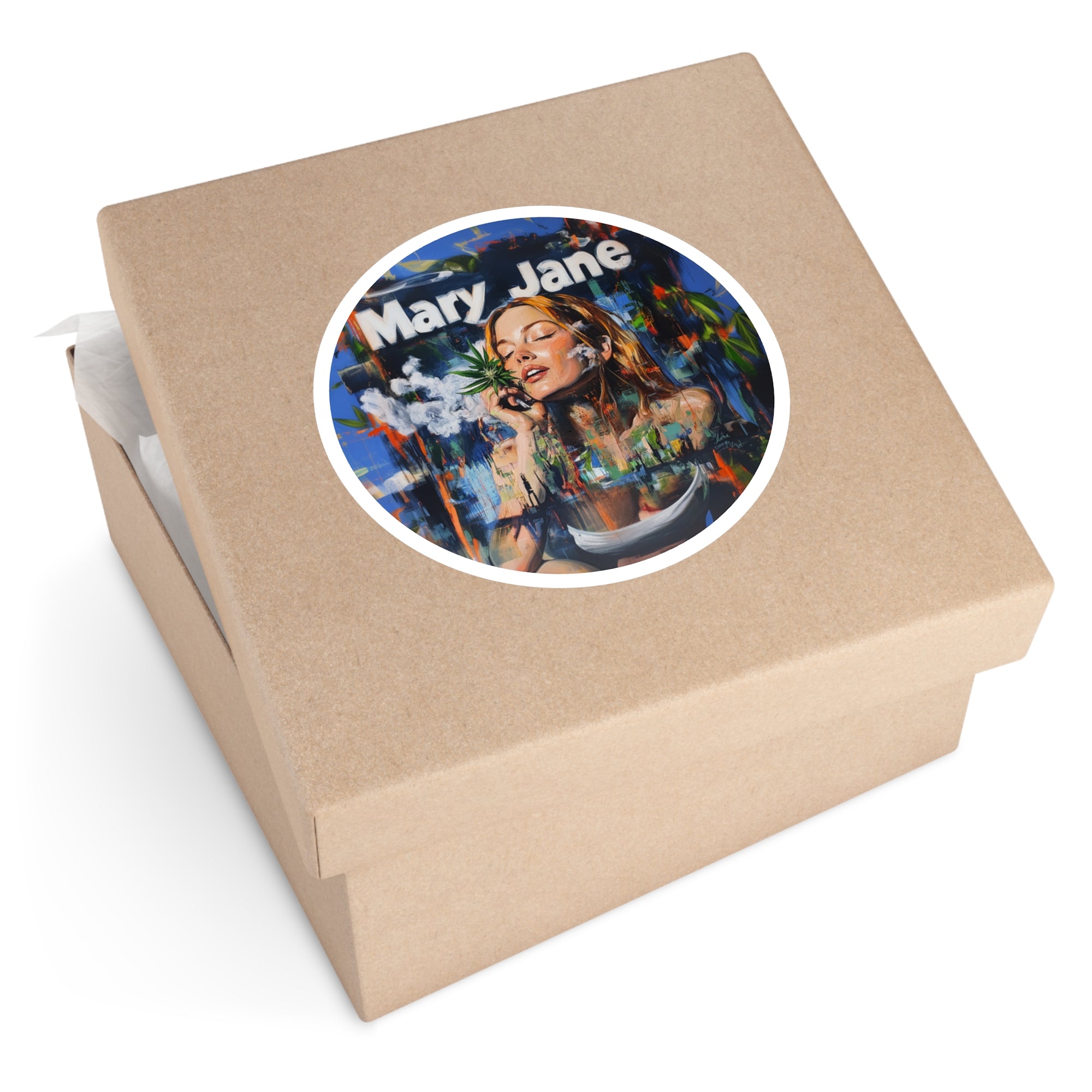 Mary Jane Sticker, Artistic Smoke Design, Modern Art Style, Urban Gift