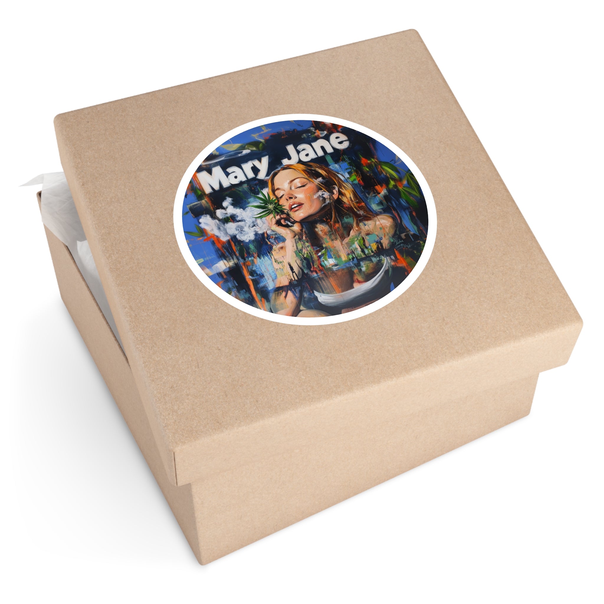 Mary Jane Sticker, Artistic Smoke Design, Modern Art Style, Urban Gift