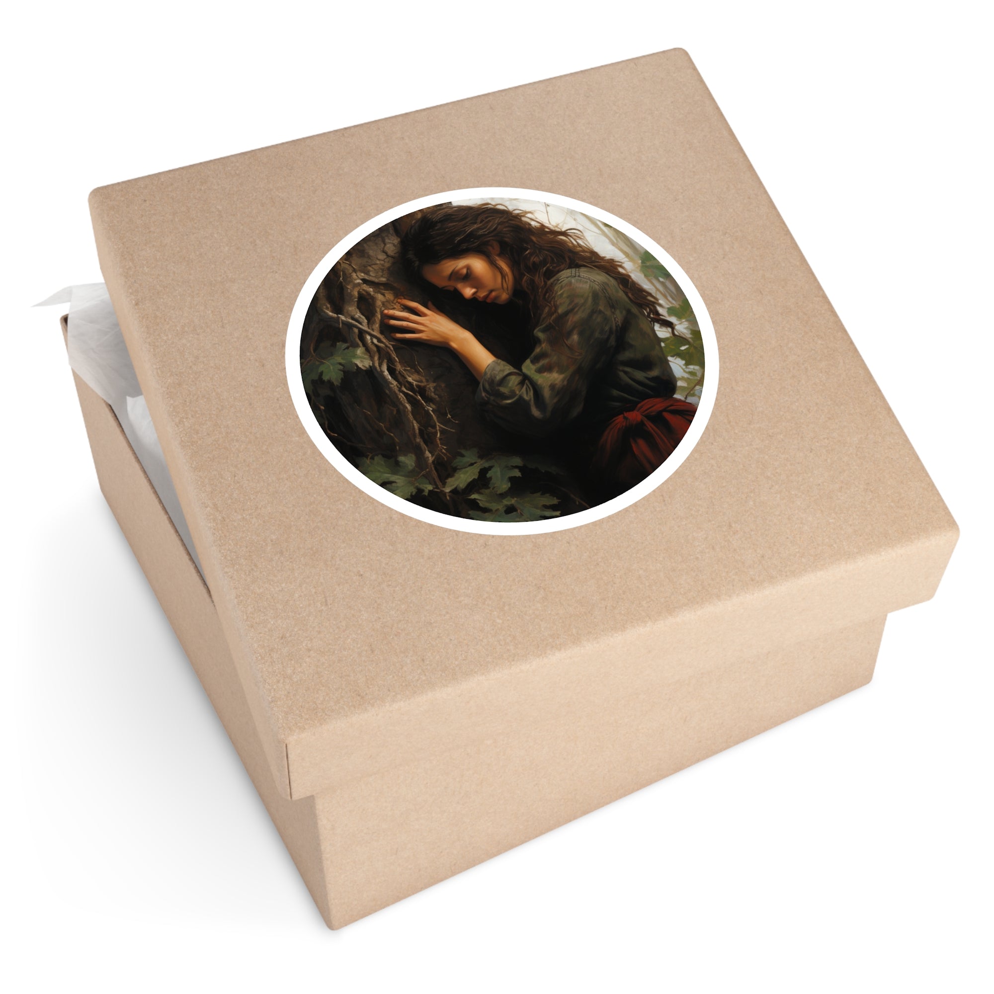 Nature Connection, Woman & Tree Sticker, Earthy Calm, Peaceful Design