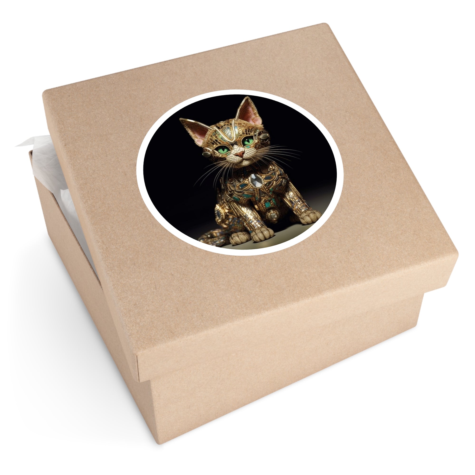 Jewel Cat, Vintage Gem Sticker, Luxury Design, Artistic Feline Art