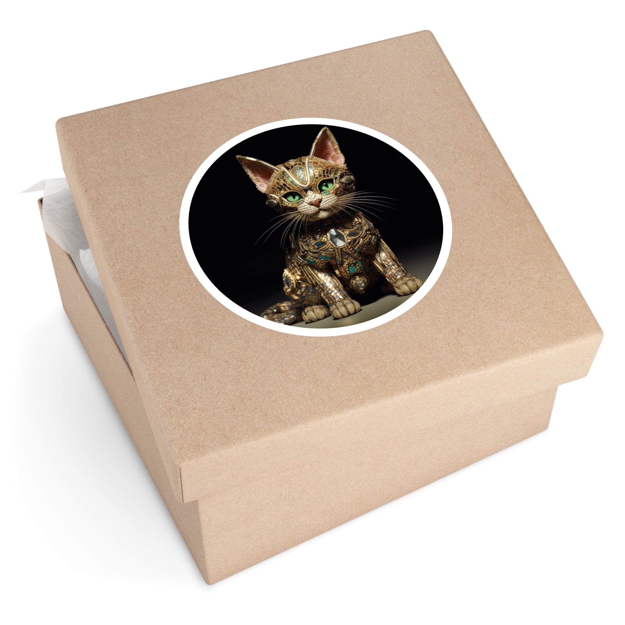 Jewel Cat, Vintage Gem Sticker, Luxury Design, Artistic Feline Art