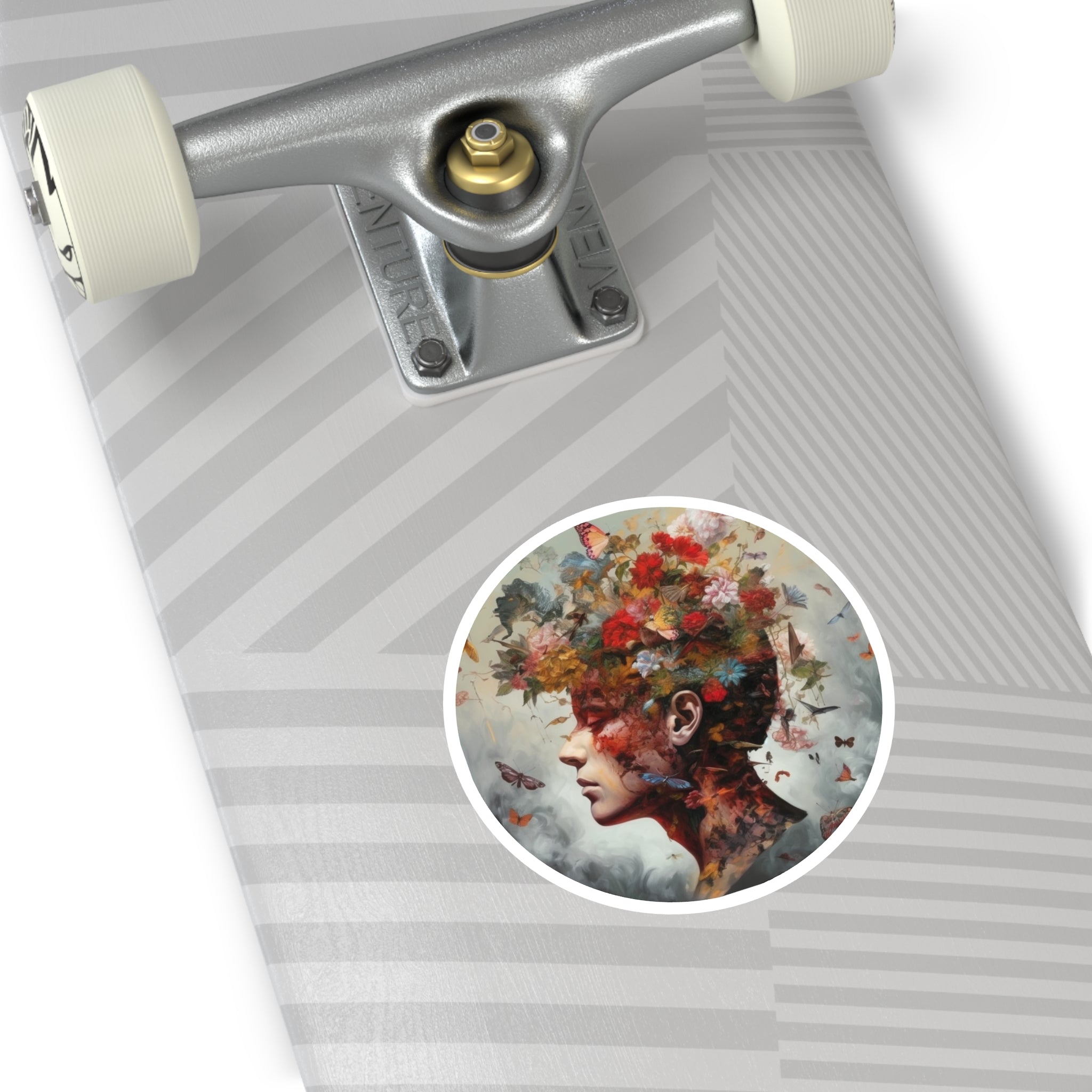 In Your Head Sticker, Floral Portrait Art, Surreal Design, Dreamy Gift