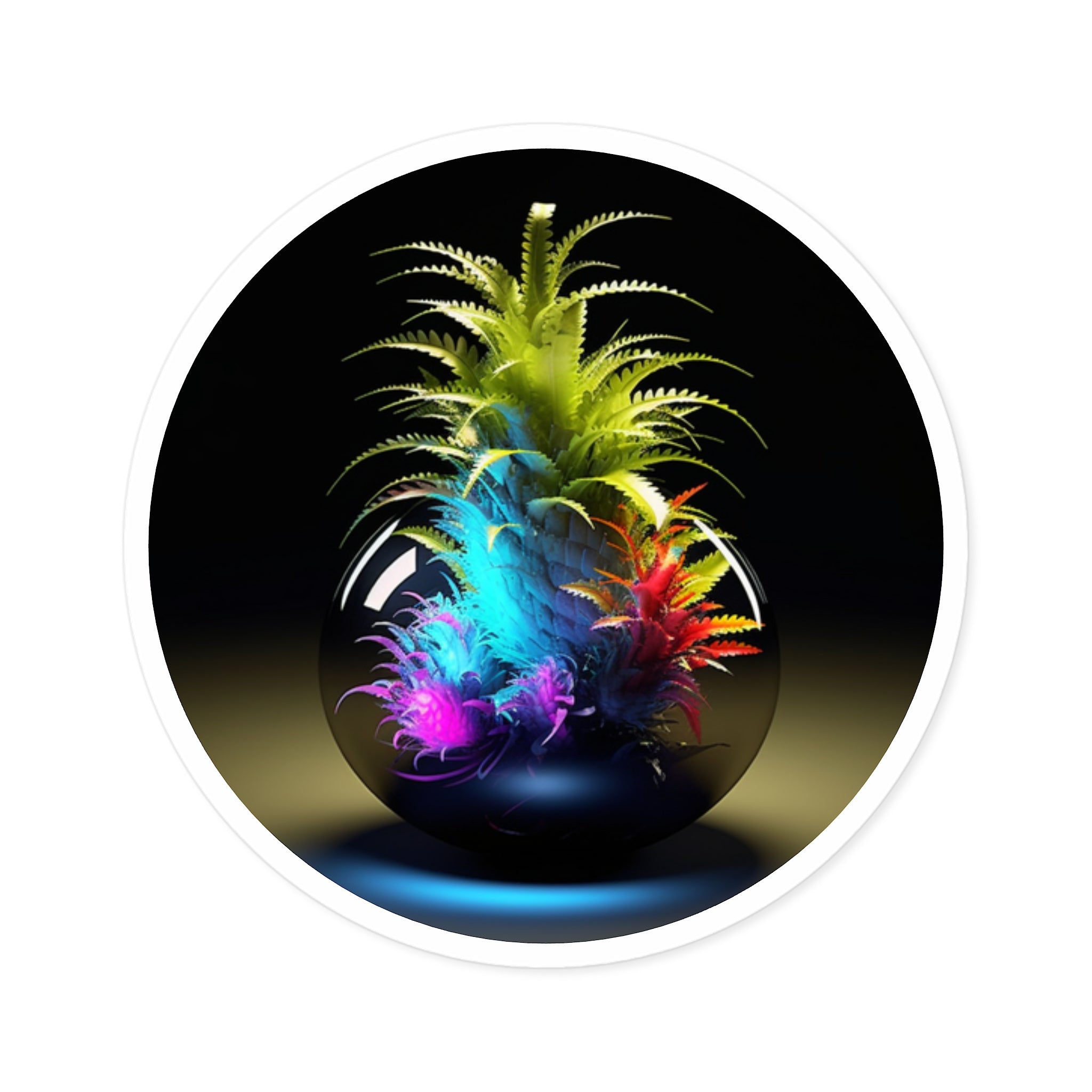 Glass Garden Sphere, Fantasy Plant Sticker, Modern Decor, Art Gift