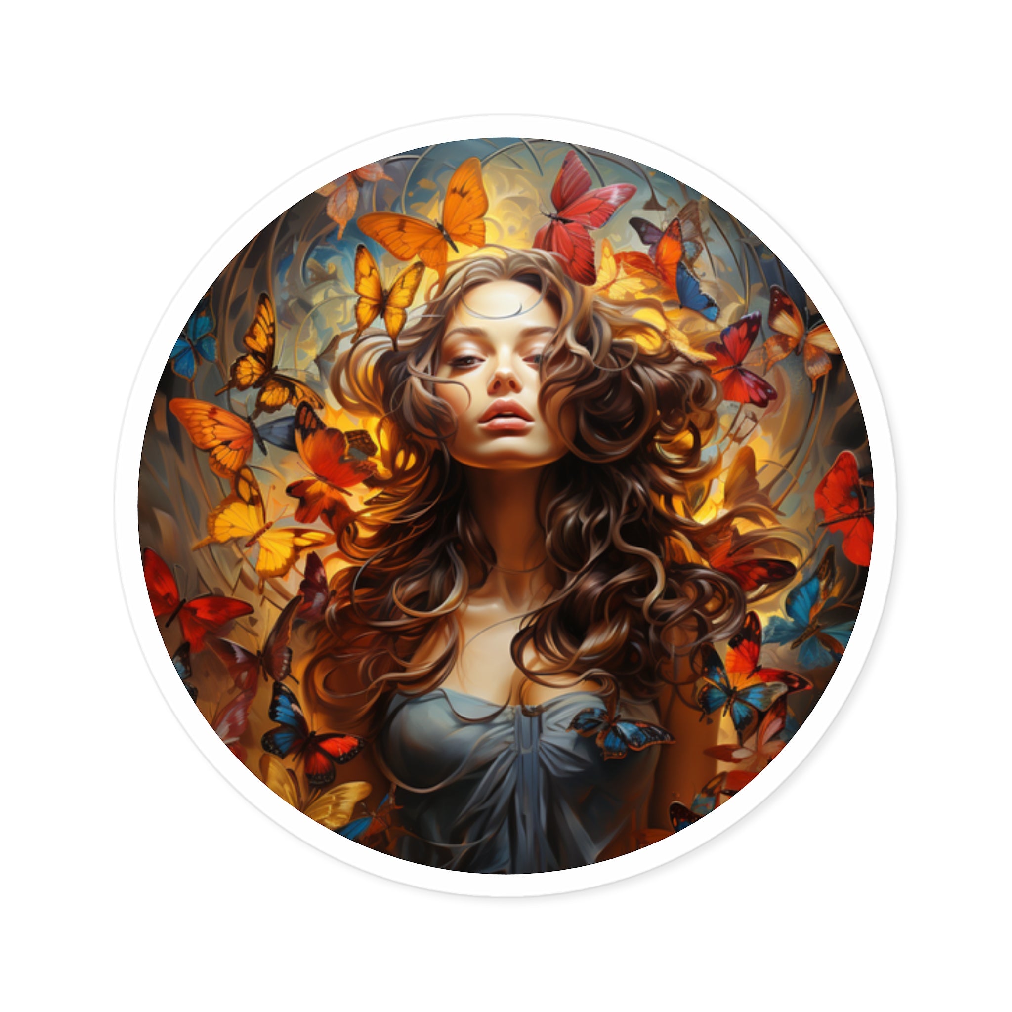 Butterfly Muse, Fantasy Woman Sticker, Colorful Art, Whimsical Energy