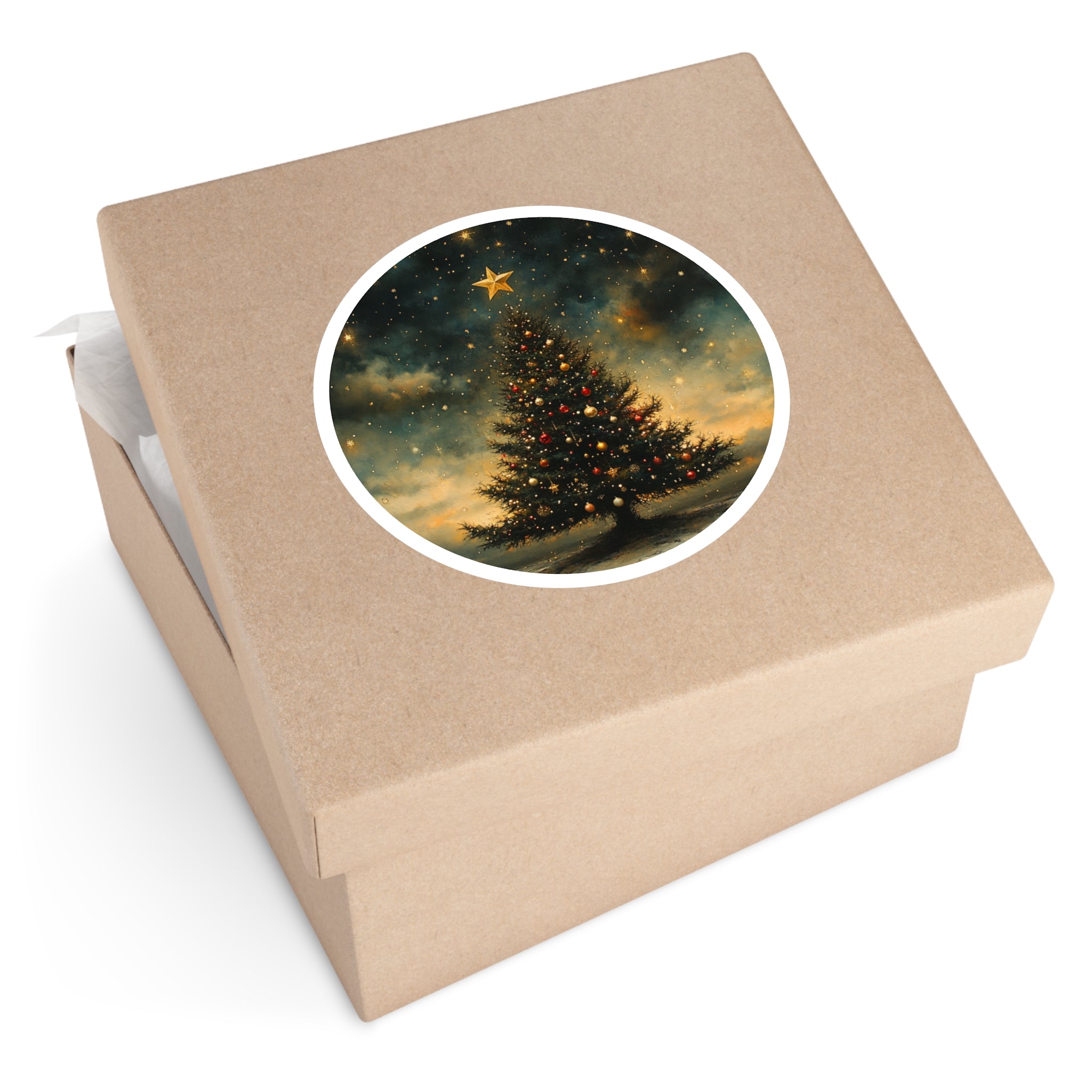 Christmas Tree, Holiday Art Sticker, Seasonal Decor, Festive Gift