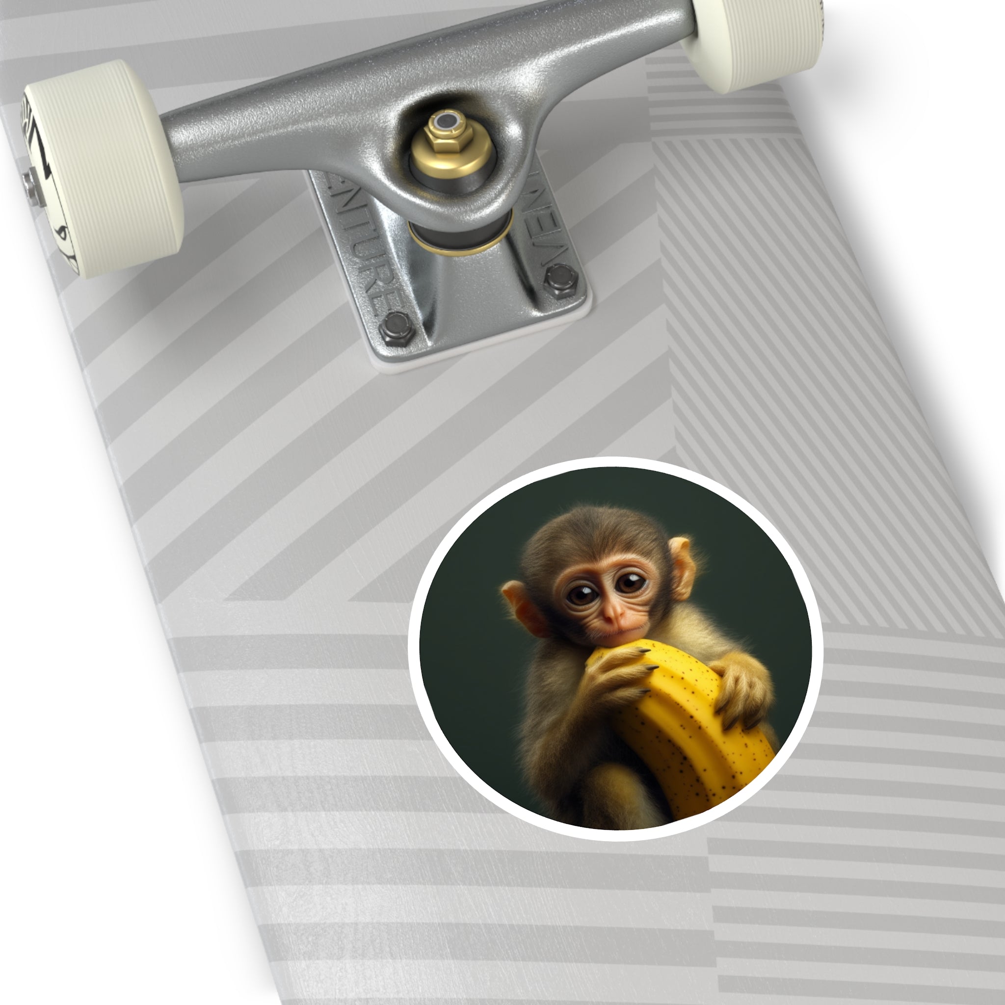 Baby Monkey with Banana, Cute Animal Sticker, Laptop Decal, Funny Gift