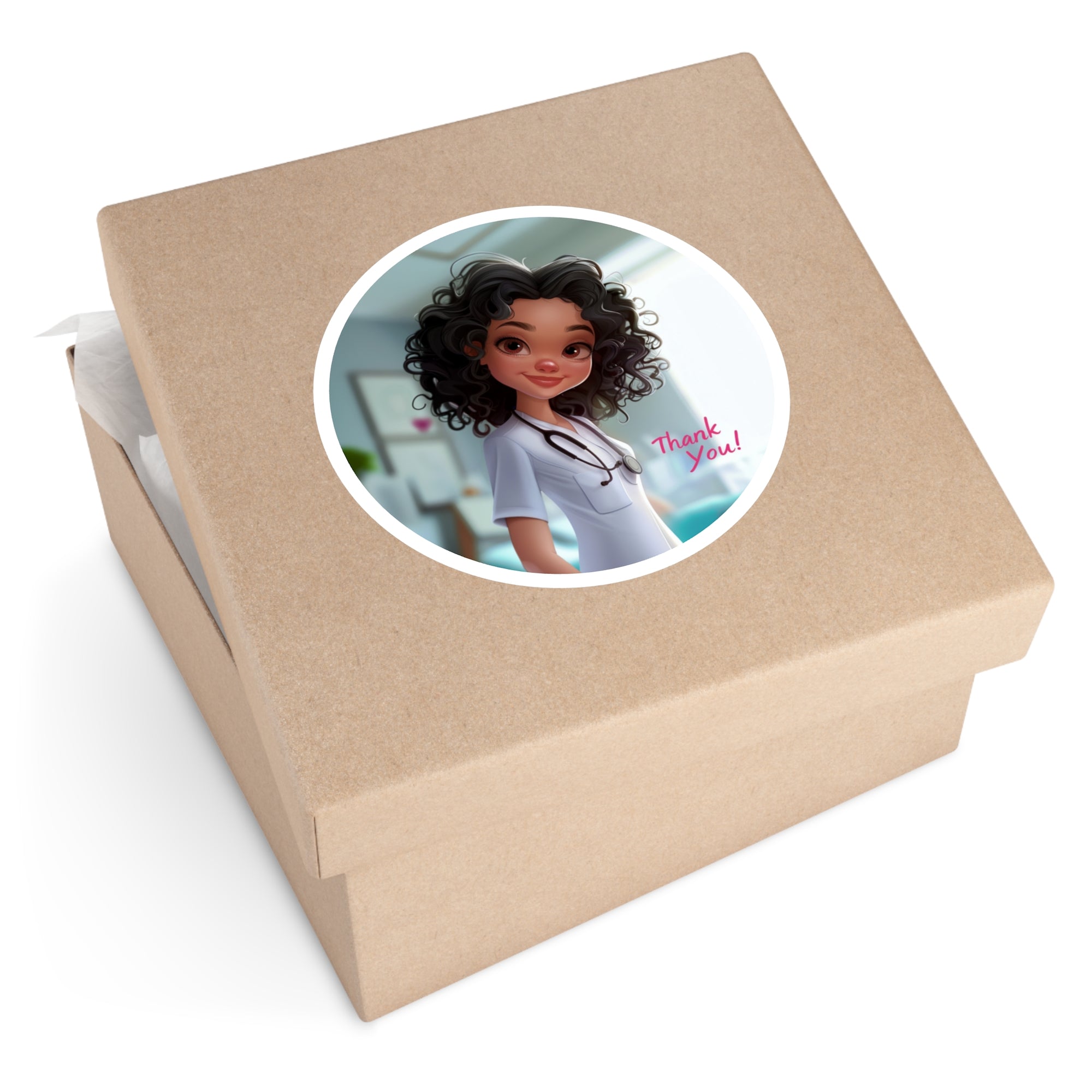 Nurse Thank You Sticker, Cartoon Style Art, Medical Appreciation, Gift