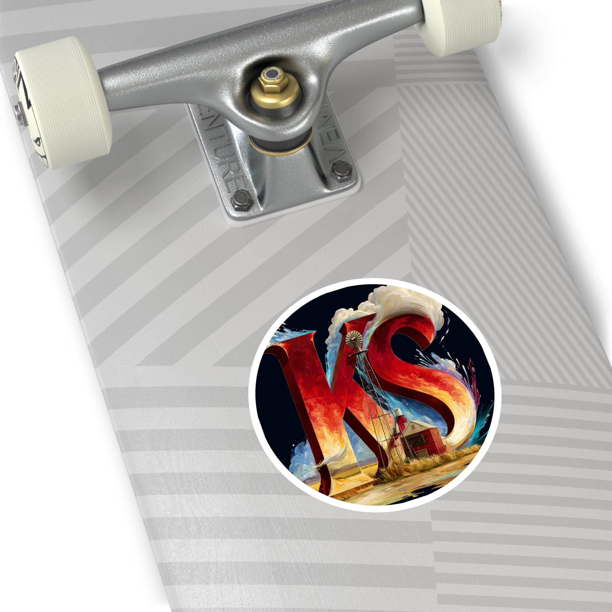 KS Sticker, Kansas Pride Art, Windmill Landscape Design, Rustic Gift