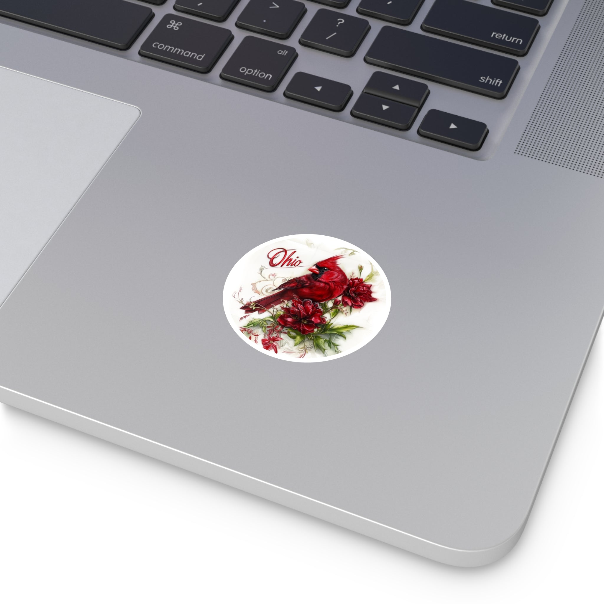 Ohio Cardinal, Scarlet Carnation Sticker, State Flower Art, Classic Nature Design
