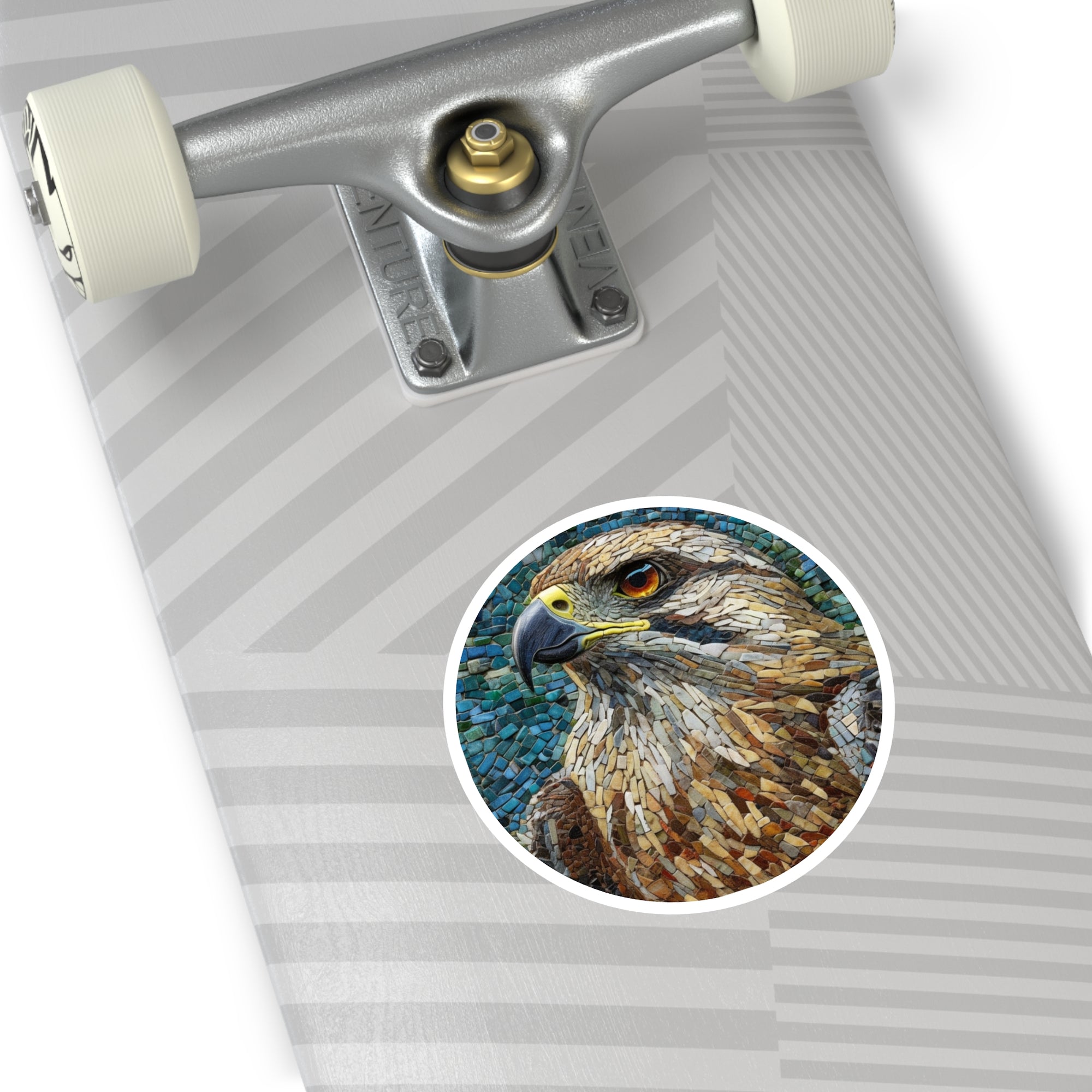 Hawk Mosaic Sticker, Detailed Art, Earth Tones, Bird Lover Gift