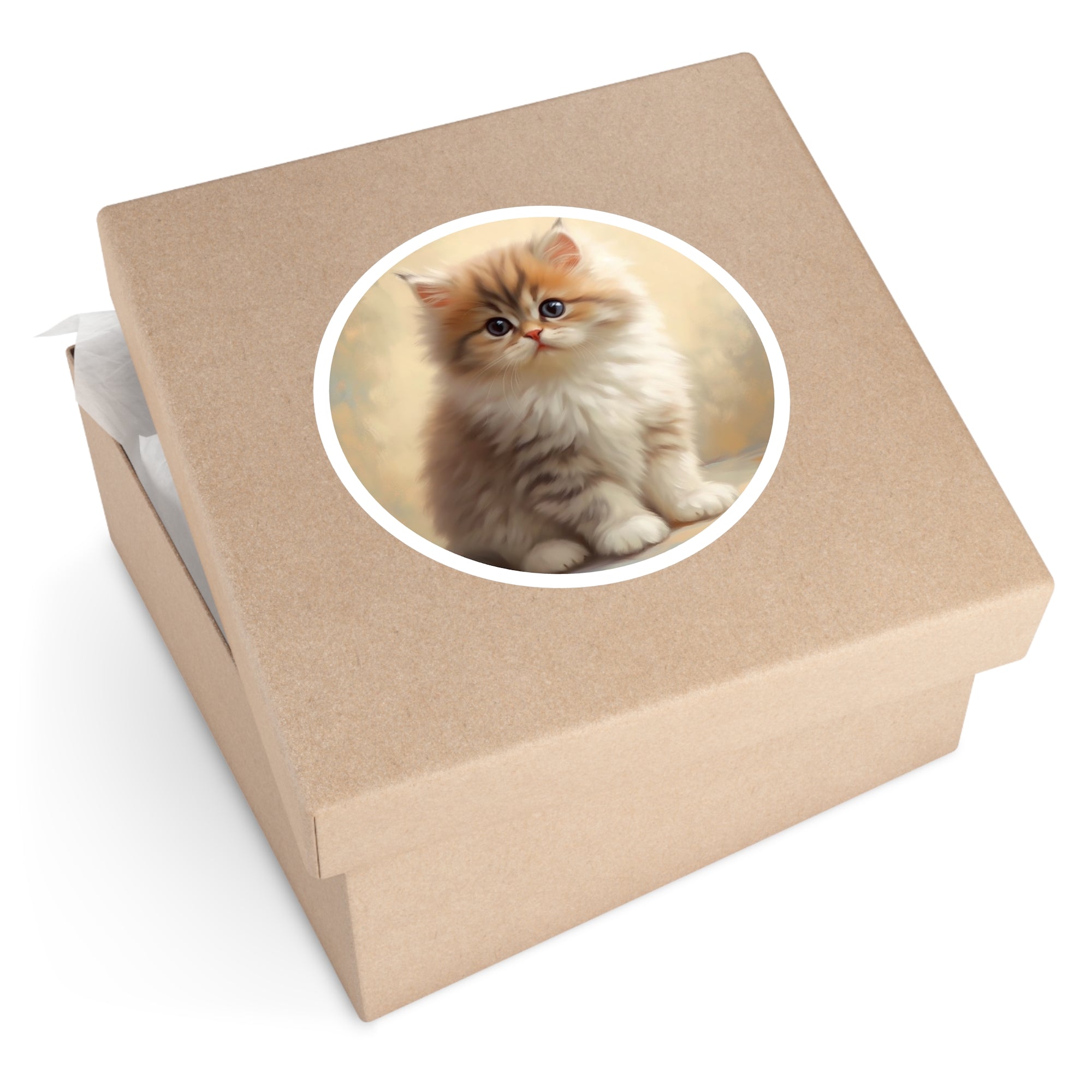 Persian Kitten Portrait, Photorealistic Sticker, Cat Lovers, Soft Aesthetic