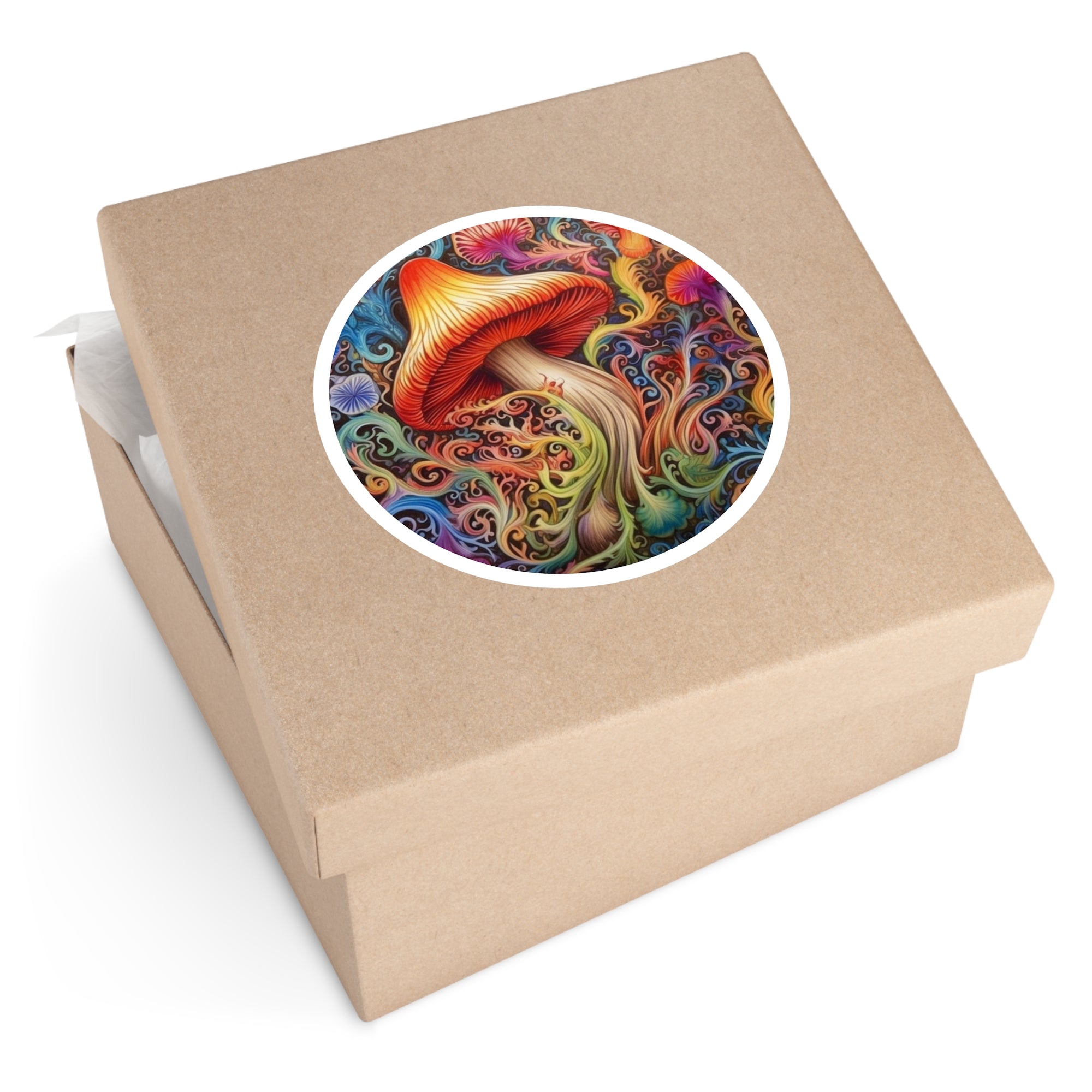 Psychedelic Mushroom Sticker, Colorful Art Design, Trippy Fantasy, Abstract Flow