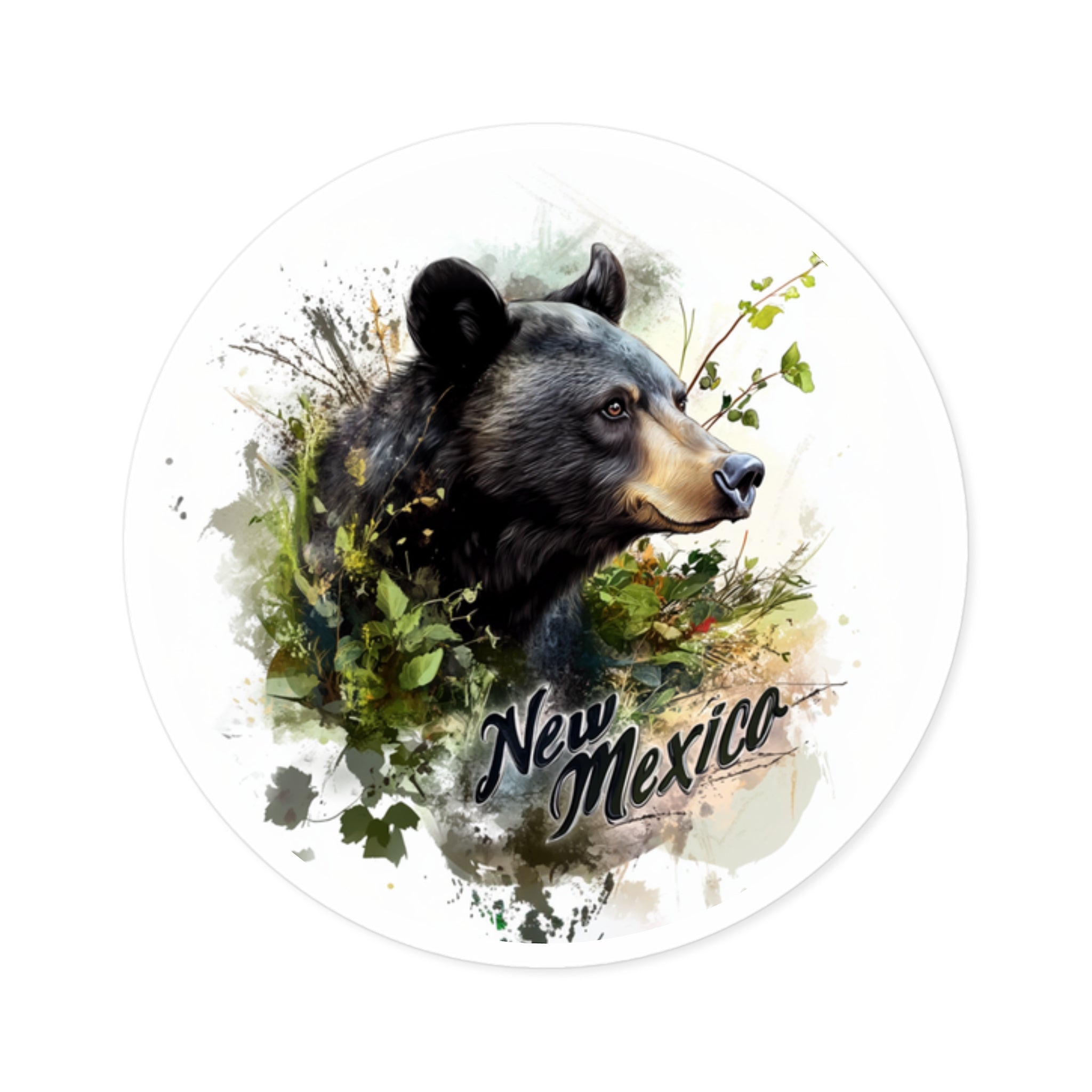 New Mexico Black Bear, Nature Brush Art Sticker, State Wildlife, Mountain Design