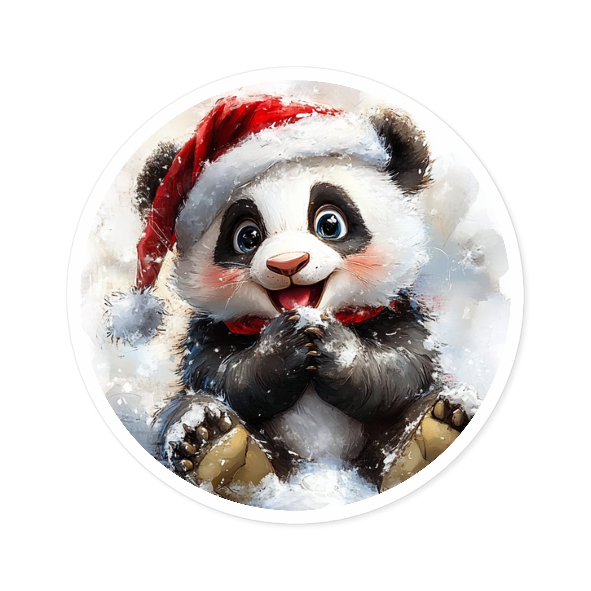 Festive Panda Sticker, Cute Christmas Design, Winter Animal Art, Holiday Gift