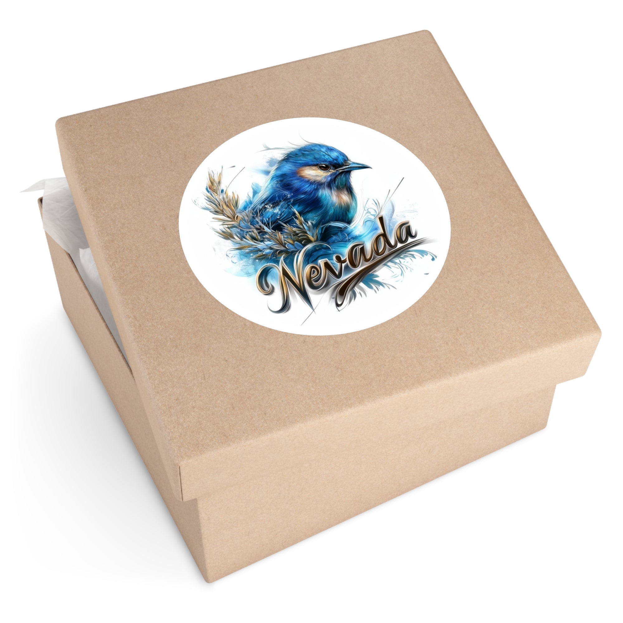 Nevada Bluebird Sticker, State Bird Art, Sagebrush Design, Desert Colors
