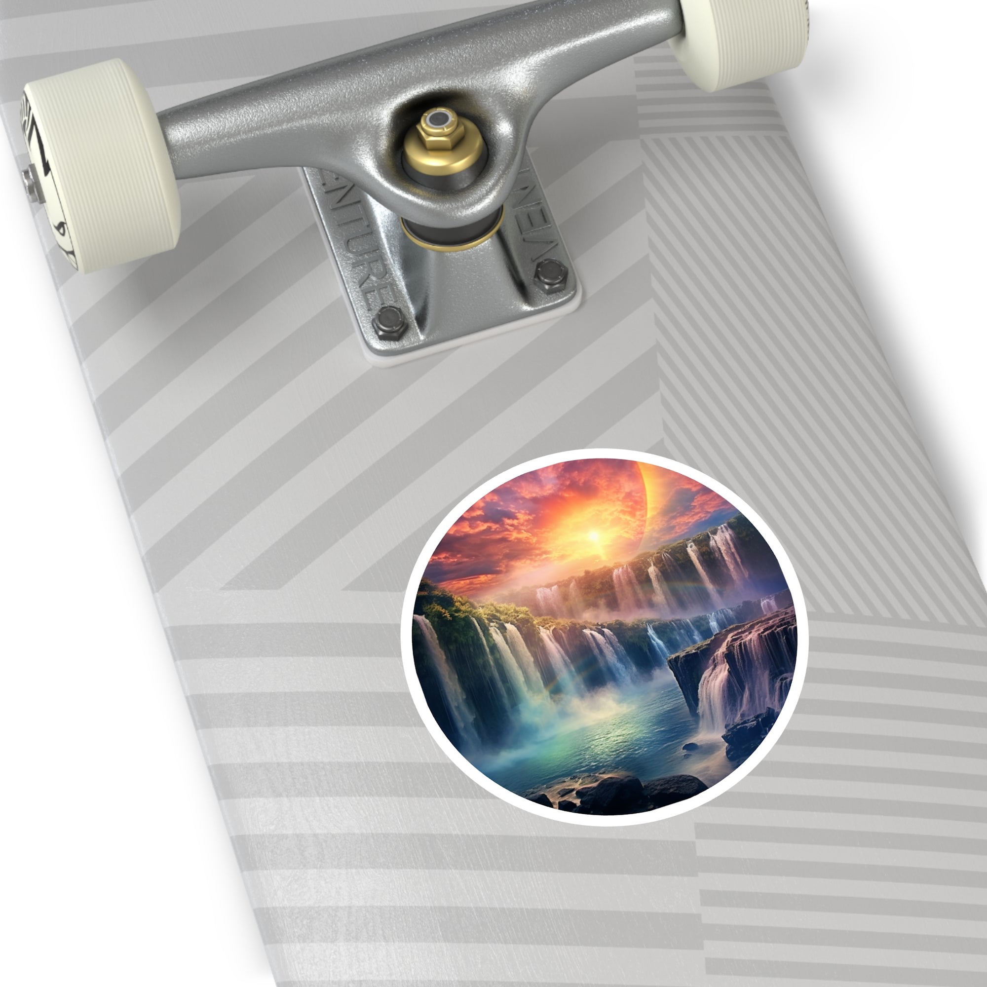 Rainbow Waterfall Sticker, Atmospheric Art Style, Nature Decor