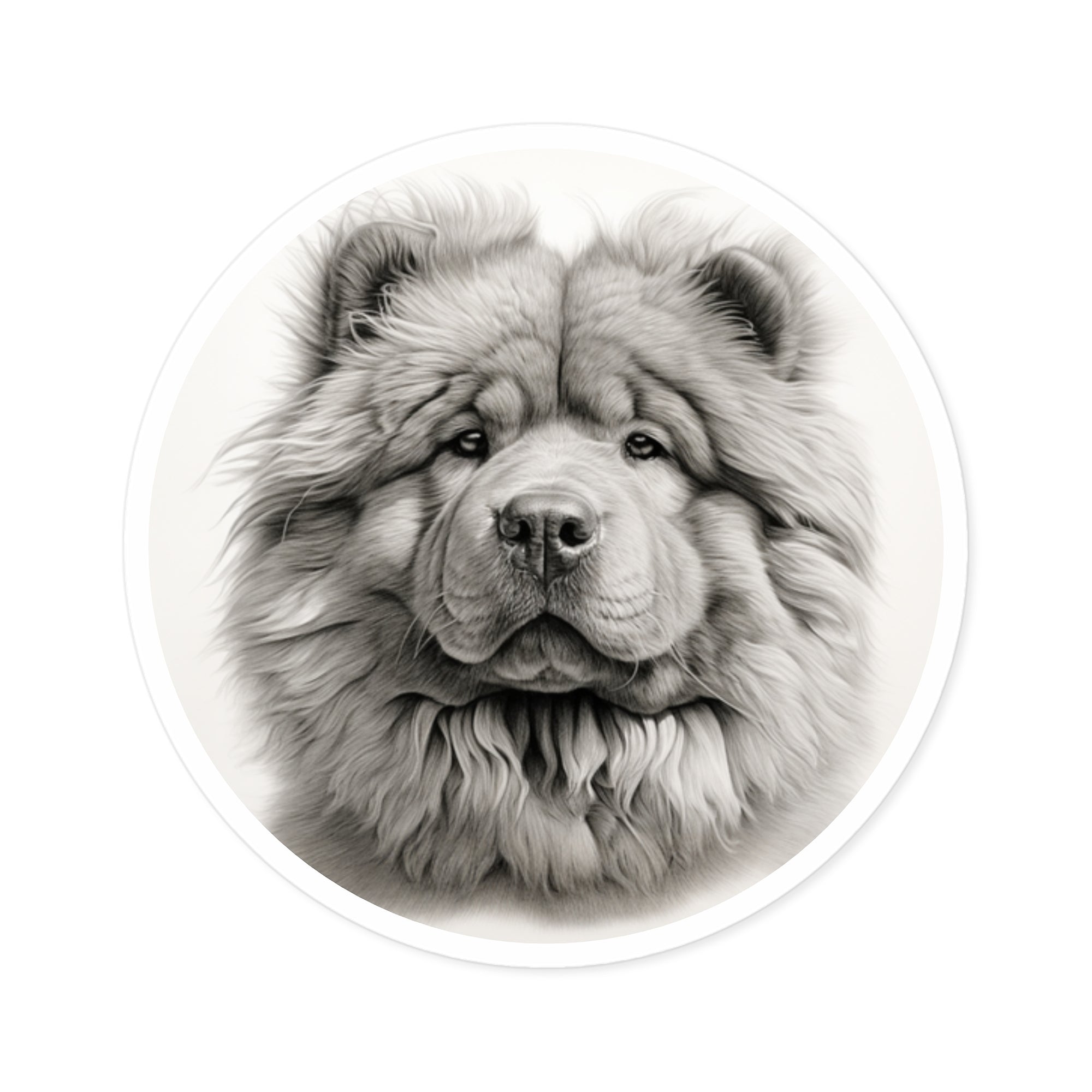 Chow Chow Portrait, Sketch Realism Sticker, Dog Lover Gift, Gentle Spirit