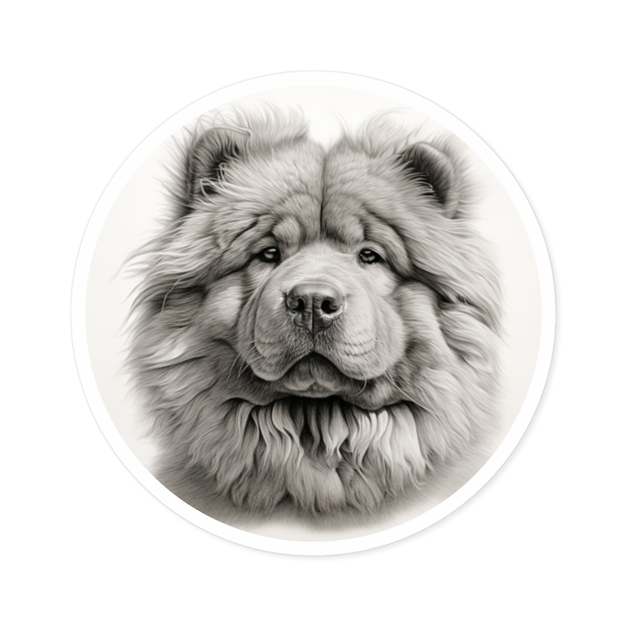 Chow Chow Portrait, Sketch Realism Sticker, Dog Lover Gift, Gentle Spirit